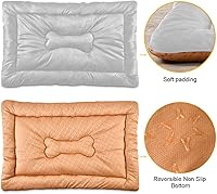 Vista 8 de Dog Bed Mat Soft Comfortable Anti-Slip Bottom Pet Mat Washable Cat Kennel Crate Pad for Small Medium Large Pets 18x24in Hot Pink Beige