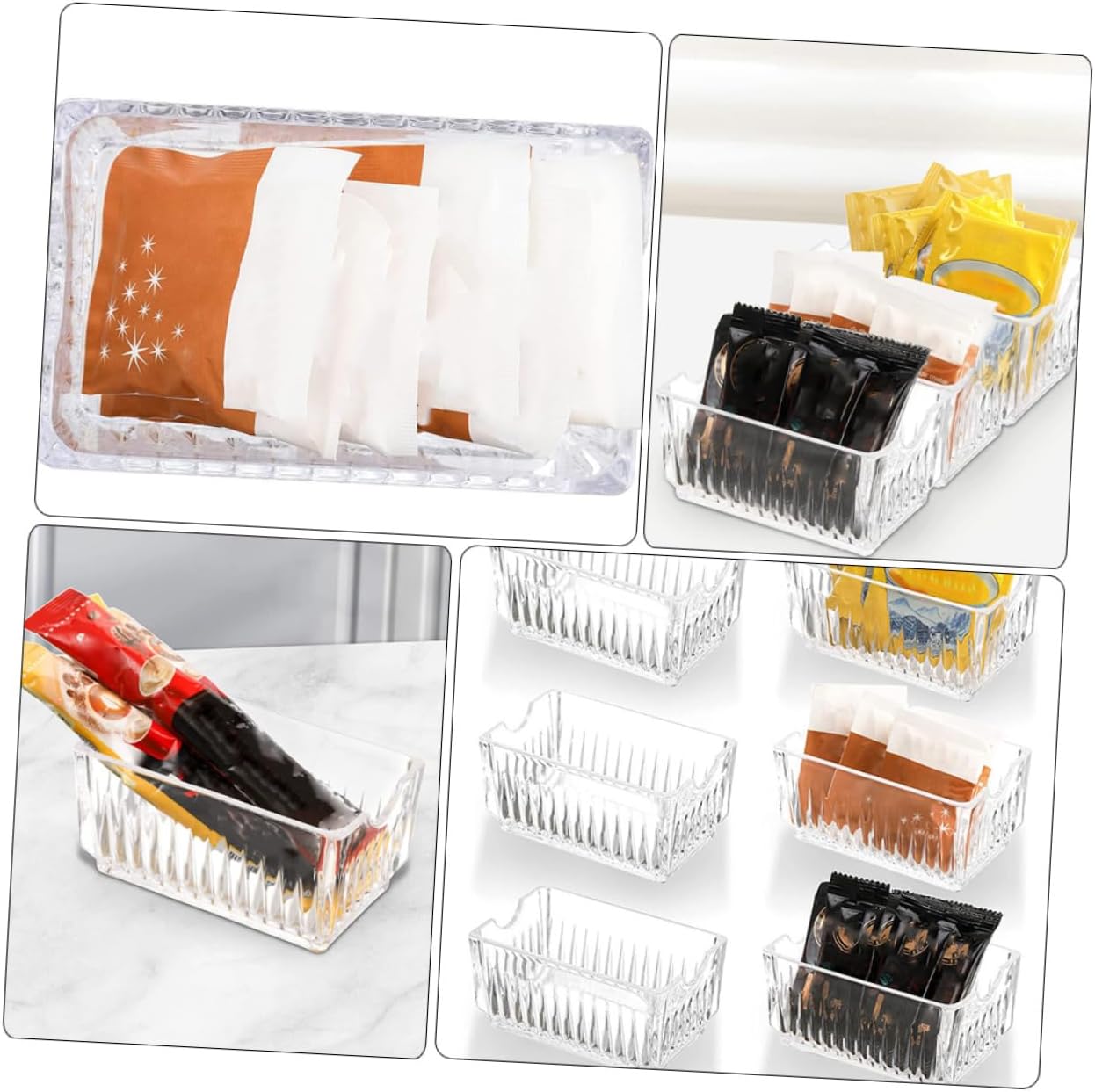 4pcs Rustic Sugar Holder Tea Bag Organizer Acrylic Storage Boxes for Counter