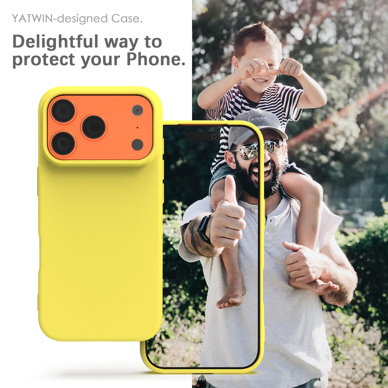 YATWIN Silicone Case for iPhone 17 Pro Max, Soft-Touch, Shockproof, DustProof, Antiskid Phone Cover for Apple iPhone 17 Pro Max - Yellow — Amazon image 2