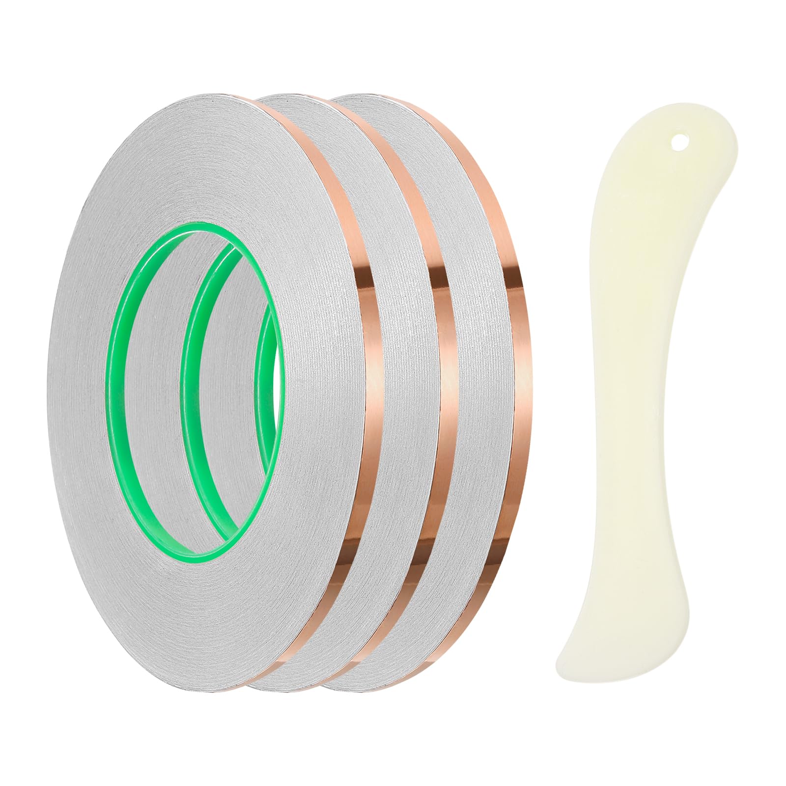 PATIKIL Copper Foil Tape, (3mm x 50m, Brass) (3 Set), Double Conductive Adhesive Tape with Correction Tool, Suit for - Guitar EMI/RFI Shielding/Electrical Repairs โ image 1