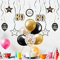 Vista 360 de Juego de decoraciones para fiesta de cumpleaños número 16, serpentinas moradas con soporte de globo de mesa morado, decoraciones de fiesta