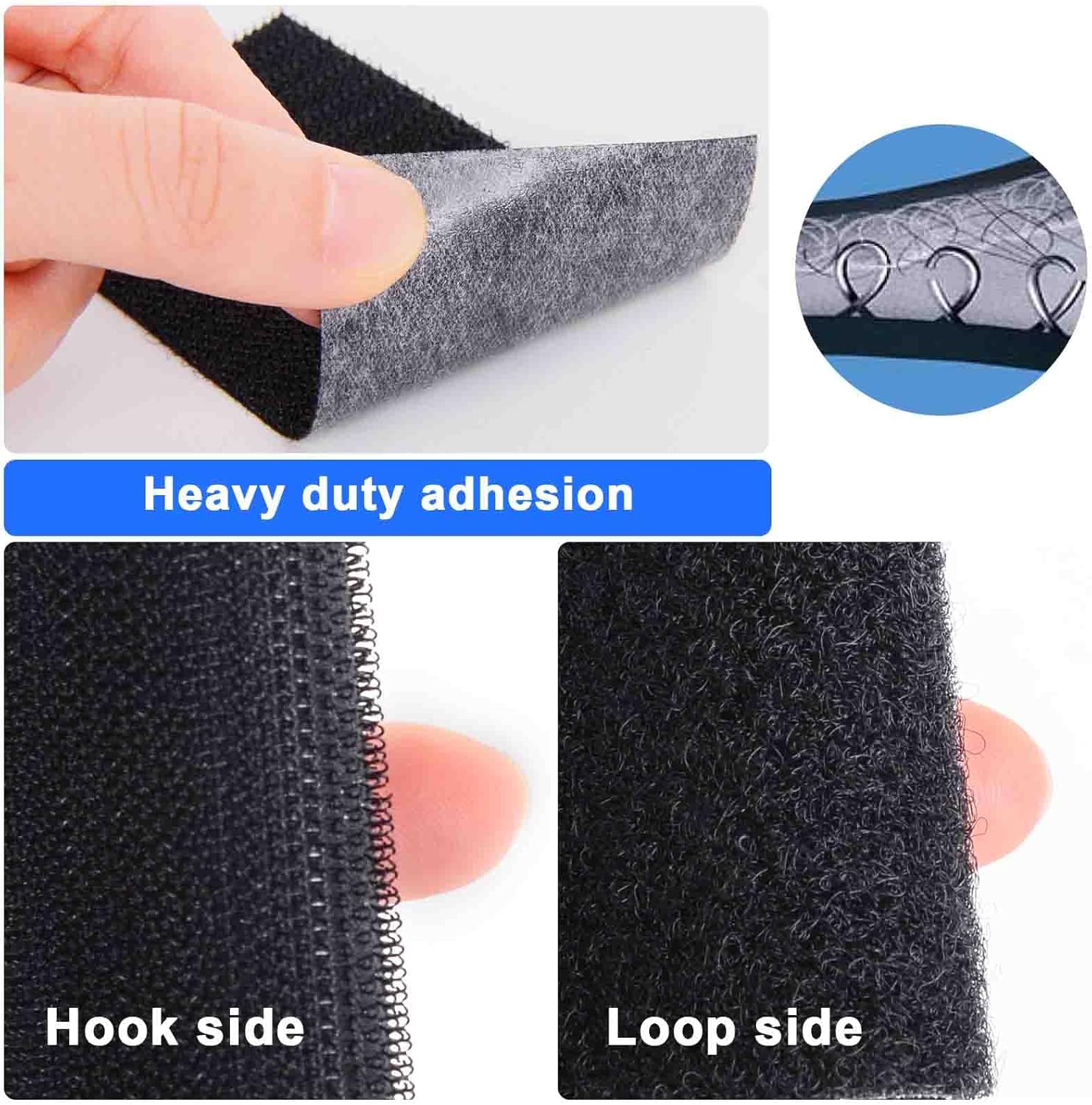 Hook and Loop Tape 4in x 8in 6 Pairs, Slef Adhesive Interlocking Strip, Mounting Tape Heavy Duty Adhesion, Picture Hanging Strips Fastener, Double Sided Carpet & Rug Fixation - Image 3