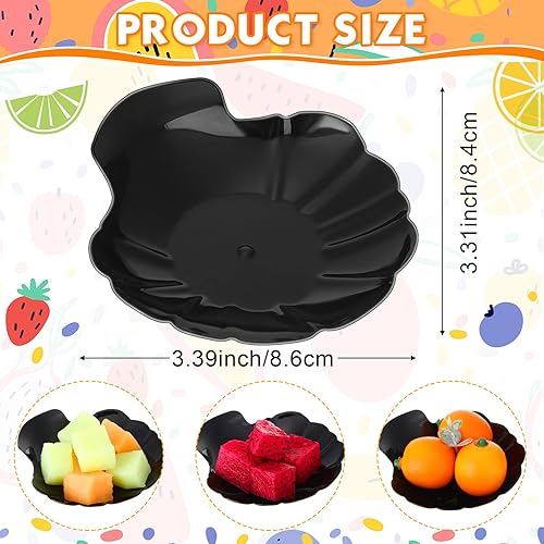 Miniatura 2 de Gerrii 100 platos desechables para aperitivos, de plástico negro, de 3.31 pulgadas, para ostras, ideales para servir bouche, aperitivos, postres,