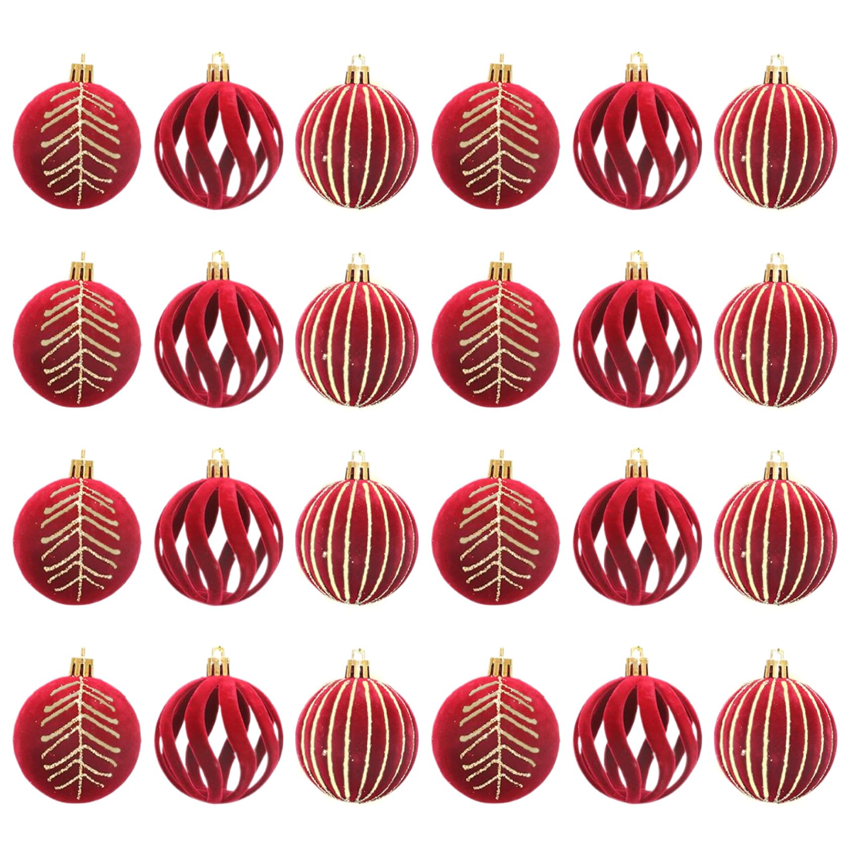 Boules de Noël en velours rouge de 2.36 pouces pour déco de sapin