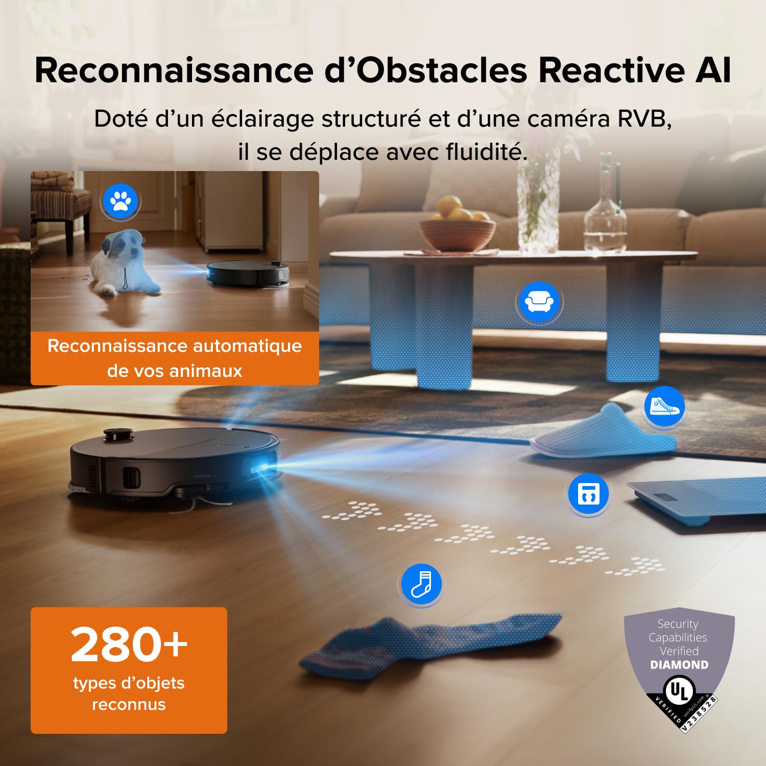 roborock Qrevo Edge 2 Set Robot Aspirateur Laveur, 25 000 Pa, Lavage des Serpillières à l'eau Chaude à 80°C, Évite 280+ Obstacles, Système Anti-enchevêtrement, 7,98cm Mince,Technologie FlexiArm, Noir