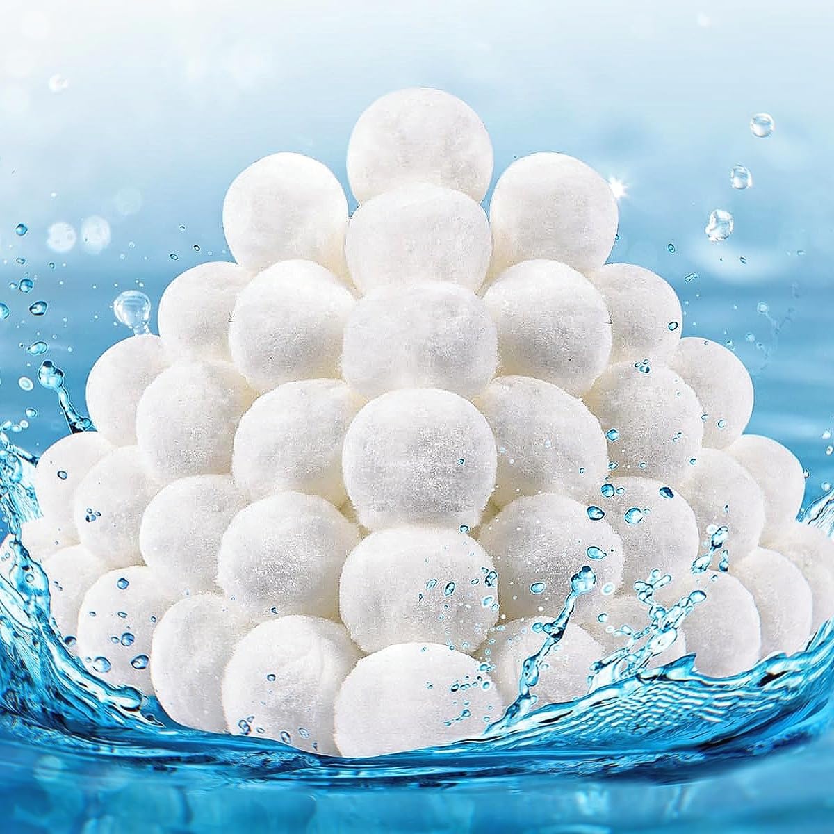 1500g Balle Filtrante Piscine Réutilisables Boule de Coton pour Filtre Piscine Systèmes de Filtration à Sable, Accessoires de Piscine, Nettoyeur de Piscine, Filtre à Sable d'Aquarium