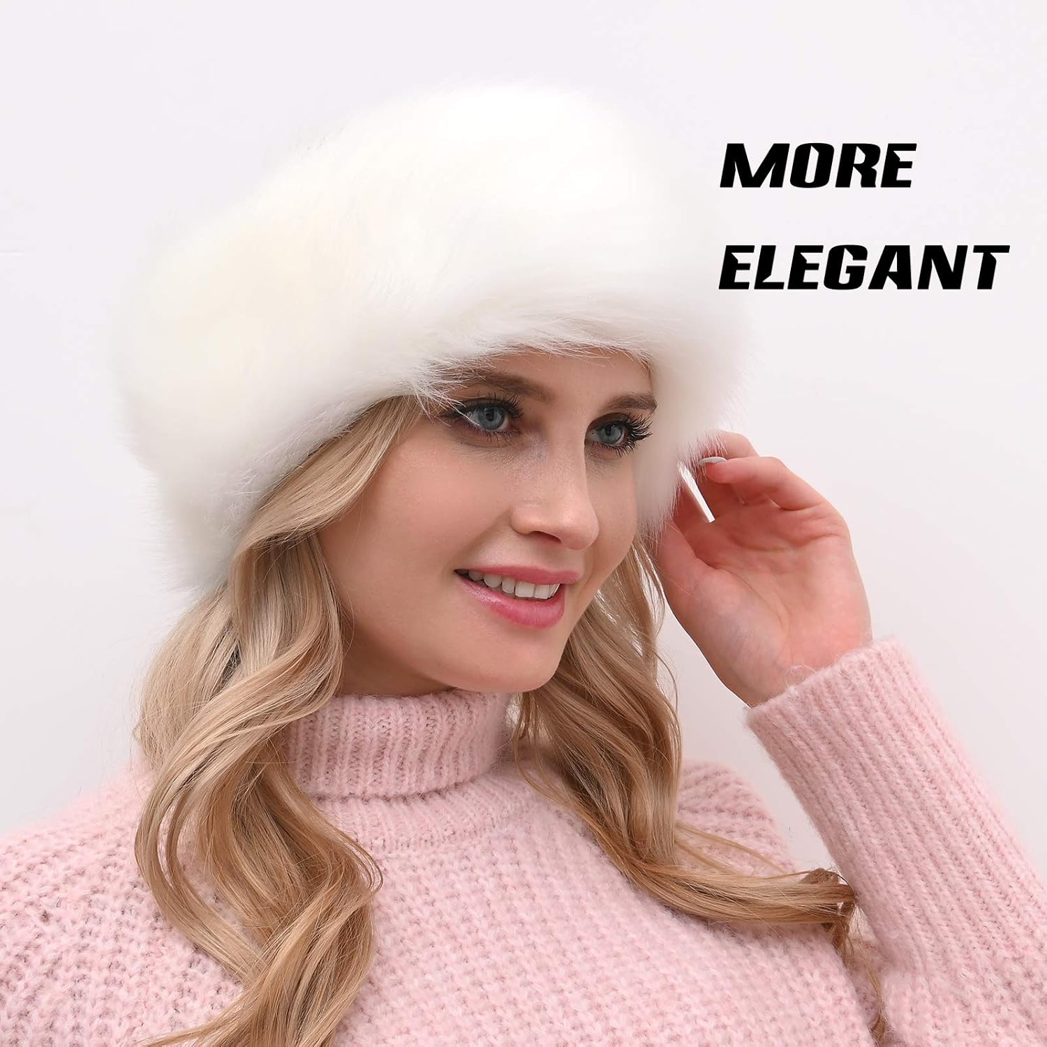 Womens Faux Fur Headband with Elastic Band Ear Warmer Earmuff for Cold Weather Furry Costume - Image 3