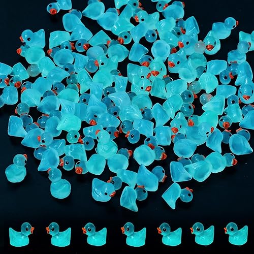 100 piezas de mini patos de resina luminosos, diminutos patos en miniatura, patos para jardín, paisaje, casa de muñecas, adorno en maceta,