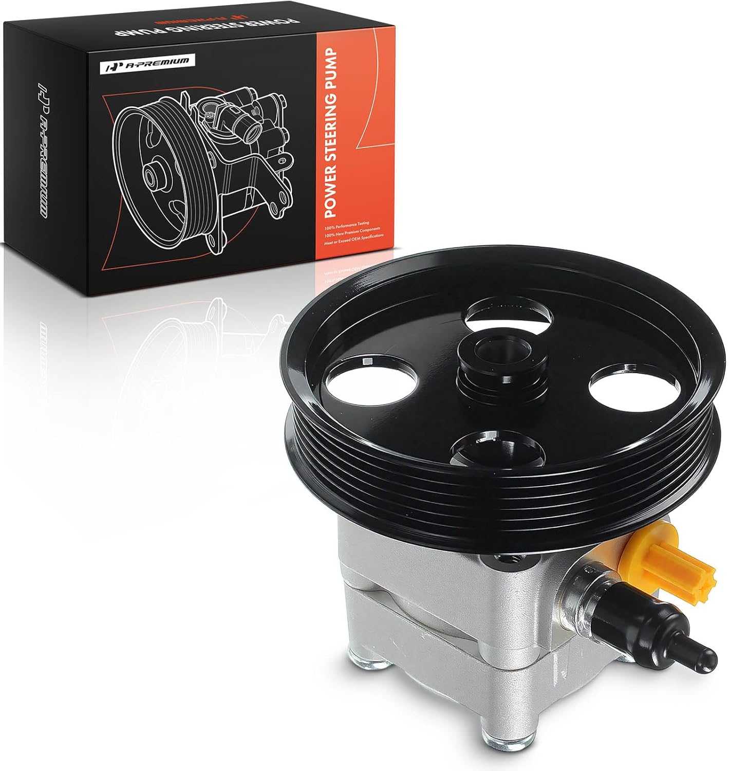 A-Premium Power Steering Pump, with Pulley, Compatible with Volvo S60 2001-2004, S80 1999-2005, XC70 2003-2004, C70 1999-2004, S70 1999-2000, V70 1999-2004, 2.3L 2.4L 2.5L 2.8L 2.9L