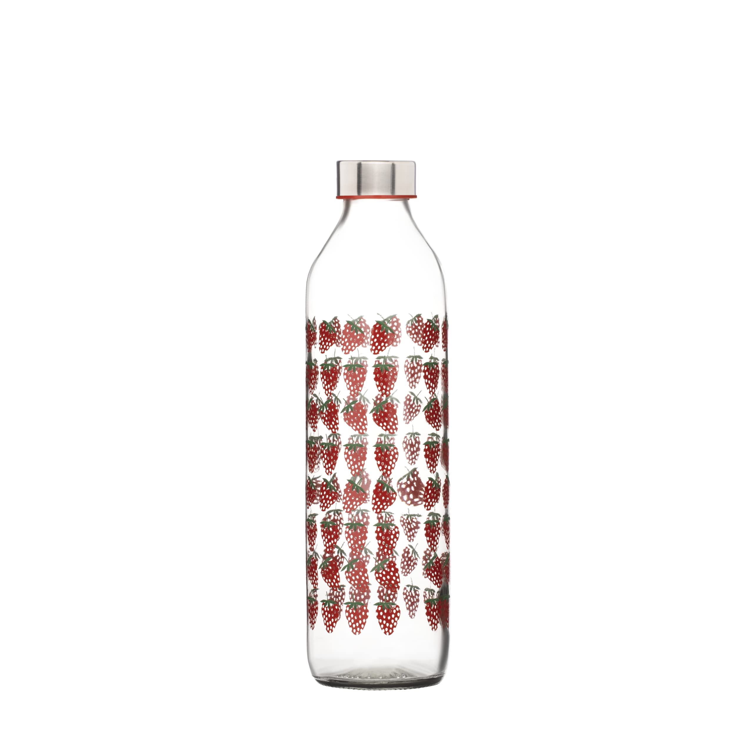 SAND DUNE Set of 1, 800 ml Each Fresh Strawberry Printed Glass water bottle, with Leak-Proof Airtight Stainless-Steel Lid for Water, Smoothie, Juices - Reusable Travel Glass Drinking Fridge Bottles (B0BNLM6T4N) Amazon Price History, Amazon Price Tracker