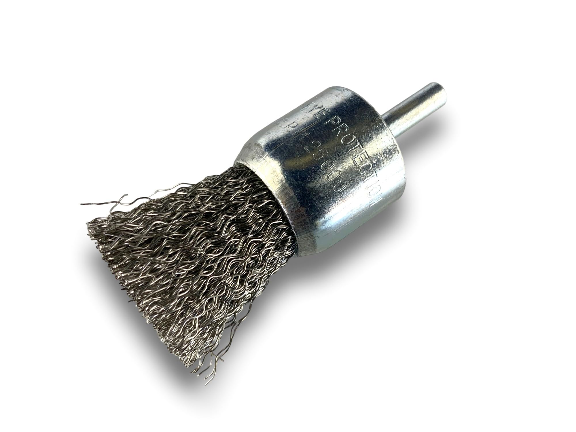 Juego de 10 cepillos giratorios metálicos en punta Ø 28 mm | Forma de pincel sobre varilla Ø 6 mm | Alambre inoxidable Ø 0,30 mm duro | Para taladro o destornillador de mandril | Cepillado y decapado