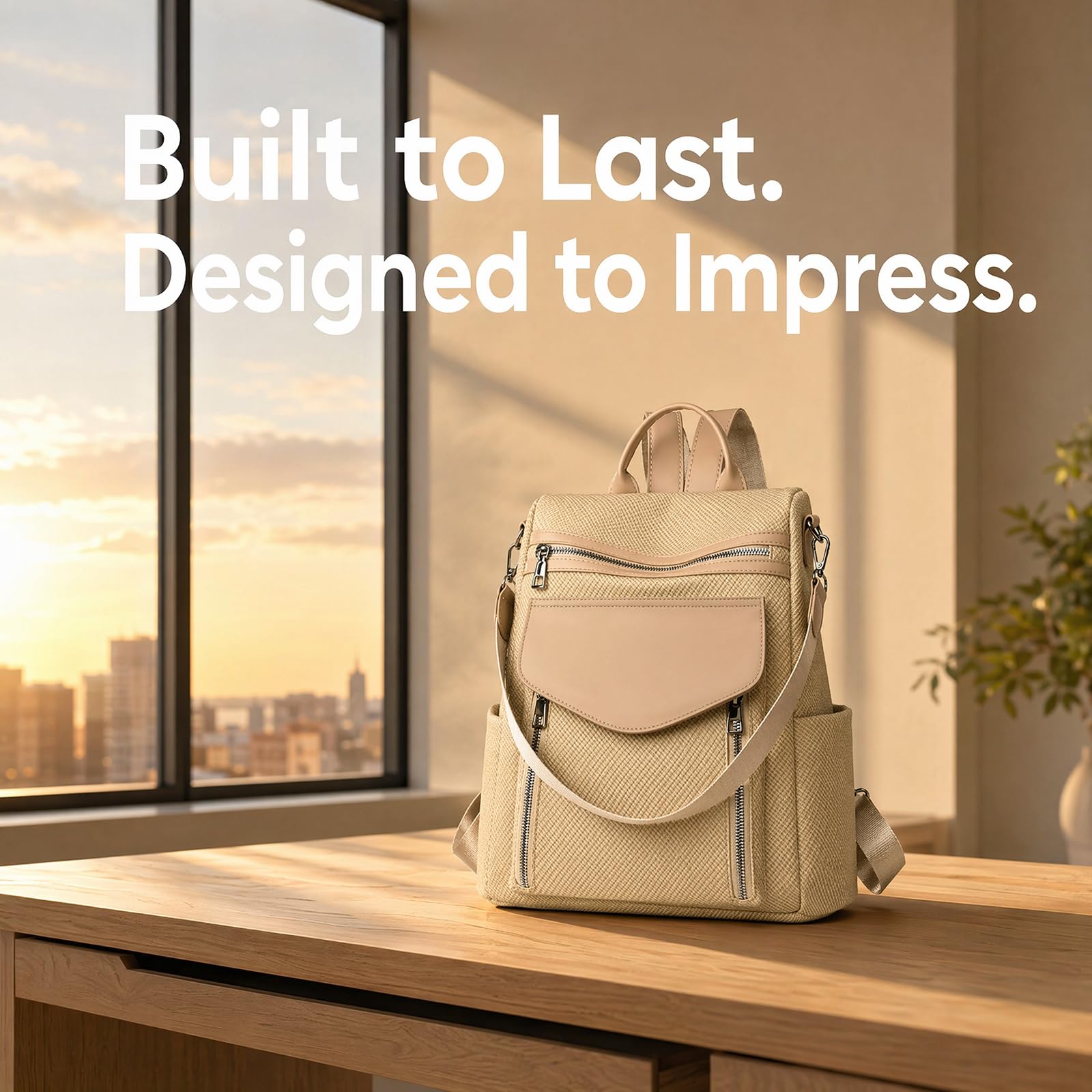 Mujeres anti-robo desgaste resistente PU cuero mochila, convertible mochila de viaje casual bolso de hombro mochila