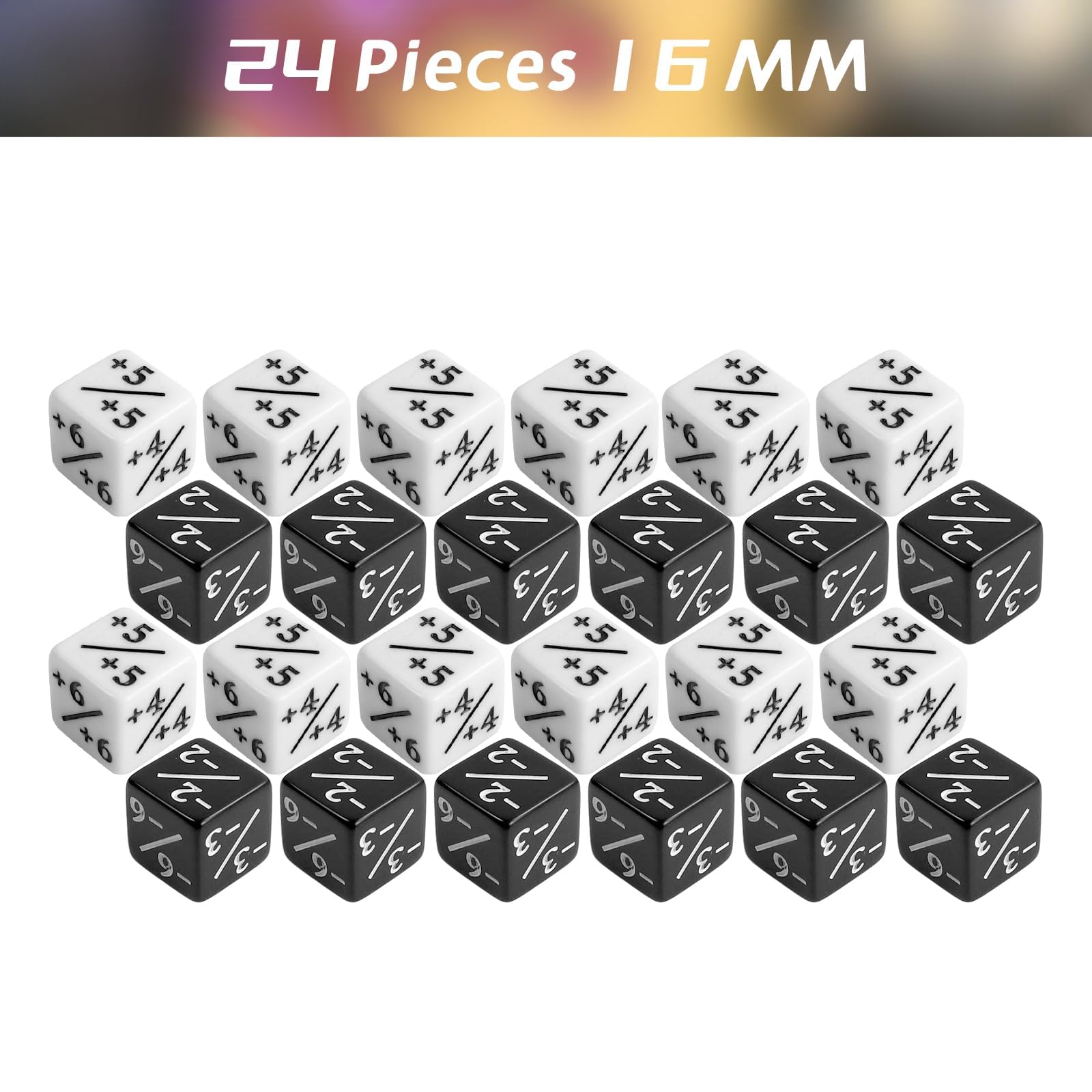 24 PCS Token Dice Counters Glitter Sparkle Dice D6 Dice Cube,Loyalty Dice Compatible with MTG, CCG, Card Gaming Accessory,2Styles 3