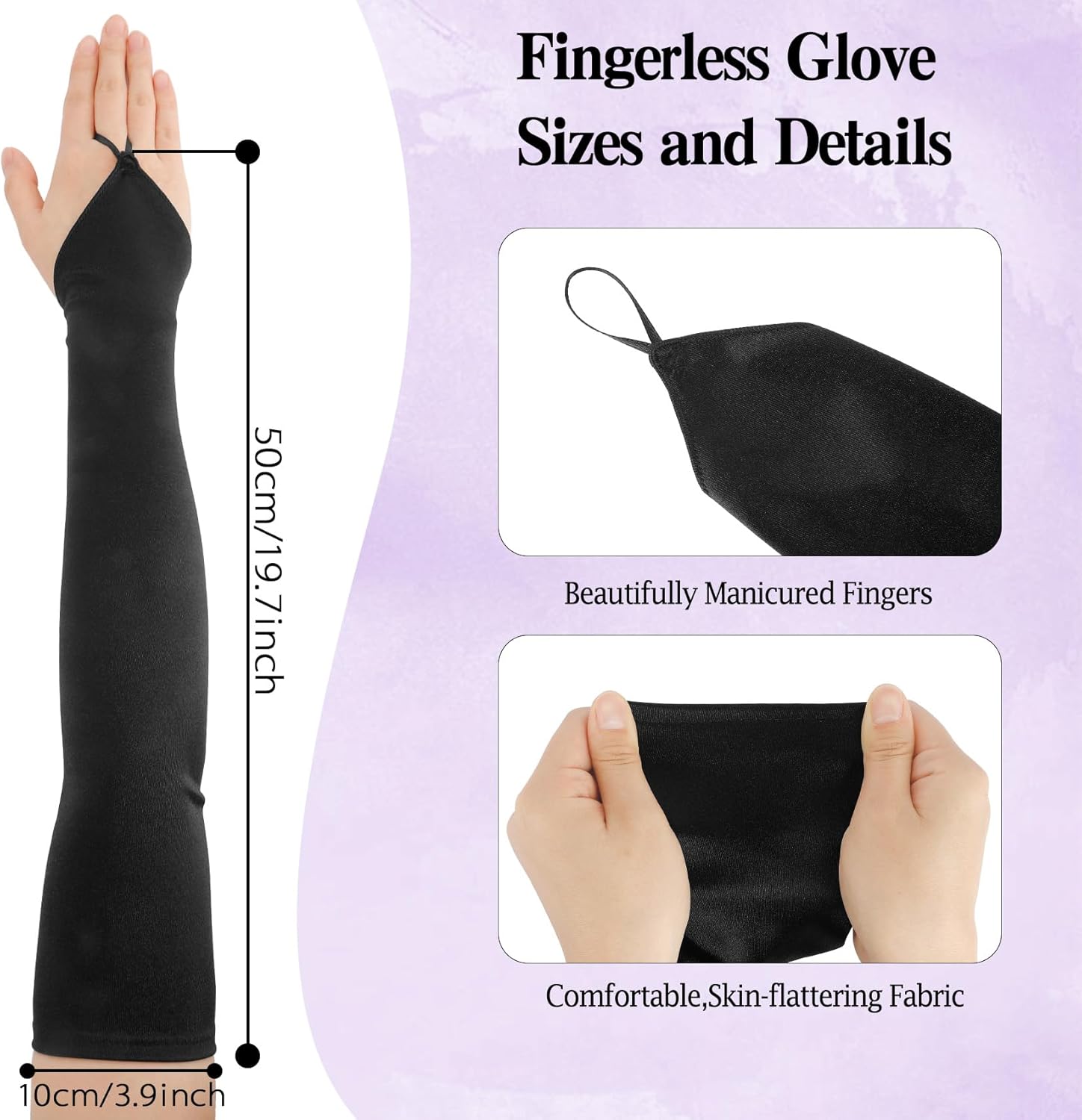 Long Fingerless Gloves Opera Satin Gloves Tea Party Glove for Women Elbow Length Long Arm Sleeve - Image 2