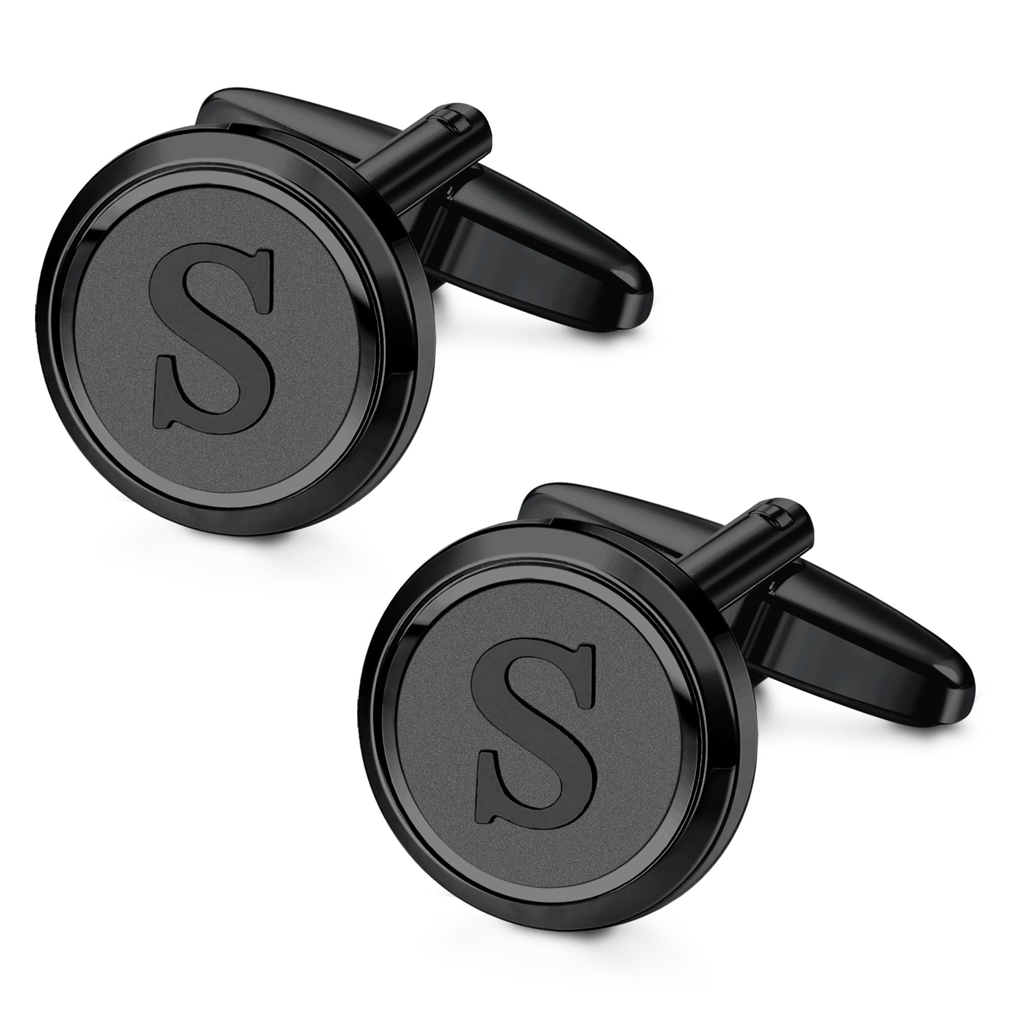 LOYALLOOK Initial Gold Cufflinks for Men Gold Cuff Links Personalized Copper Cufflinks Letter Cufflinks Gift for Groom Husband Father Boyfriend