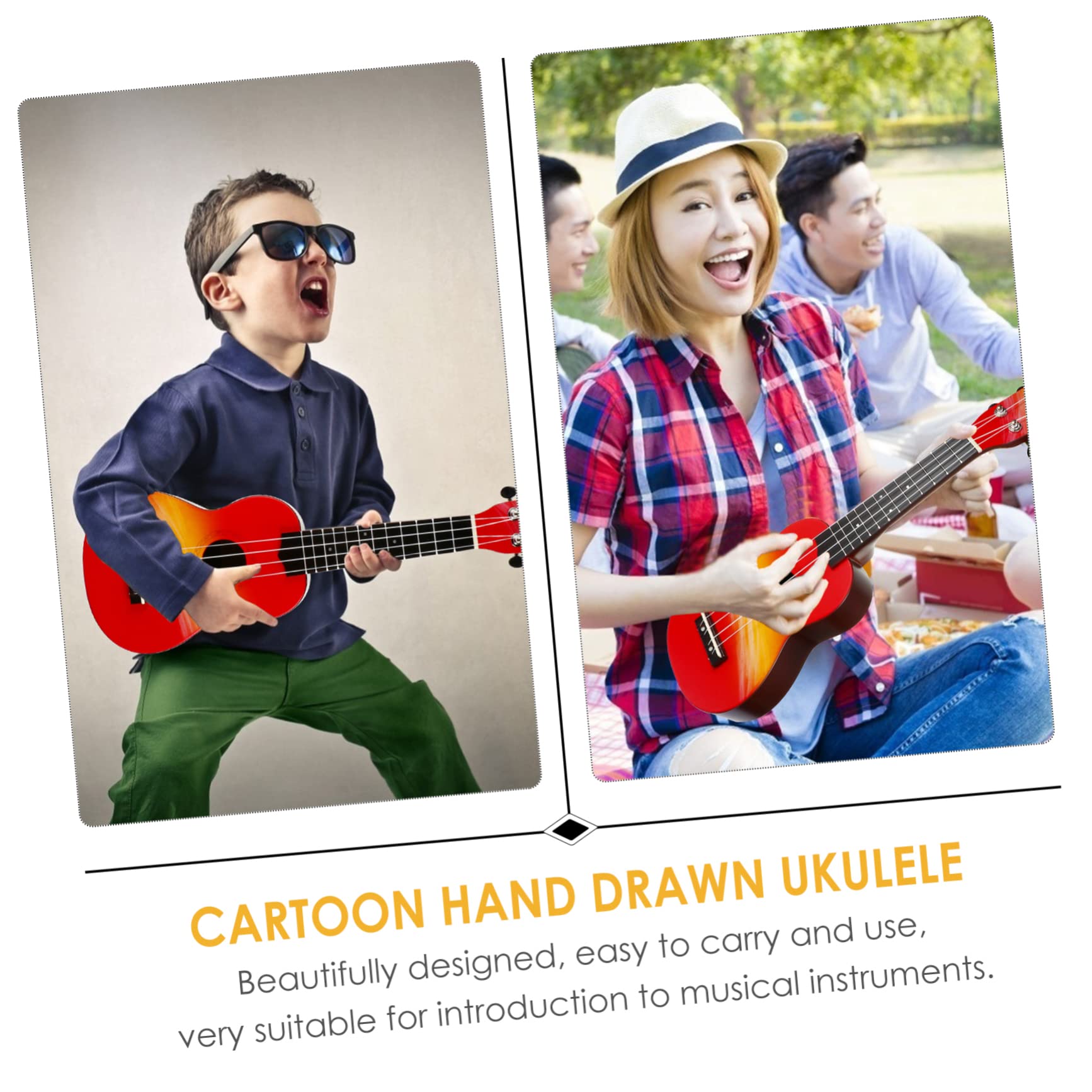 Abaodam 21 Inches Ukulele for Boys and Girls Wooden Beginner Instrument Strap and Hard Case