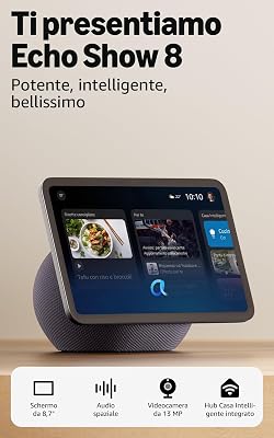 Amazon echo show 8 (ultimo modello) - schermo hd da 8,7" con colori vibranti, audio spaziale