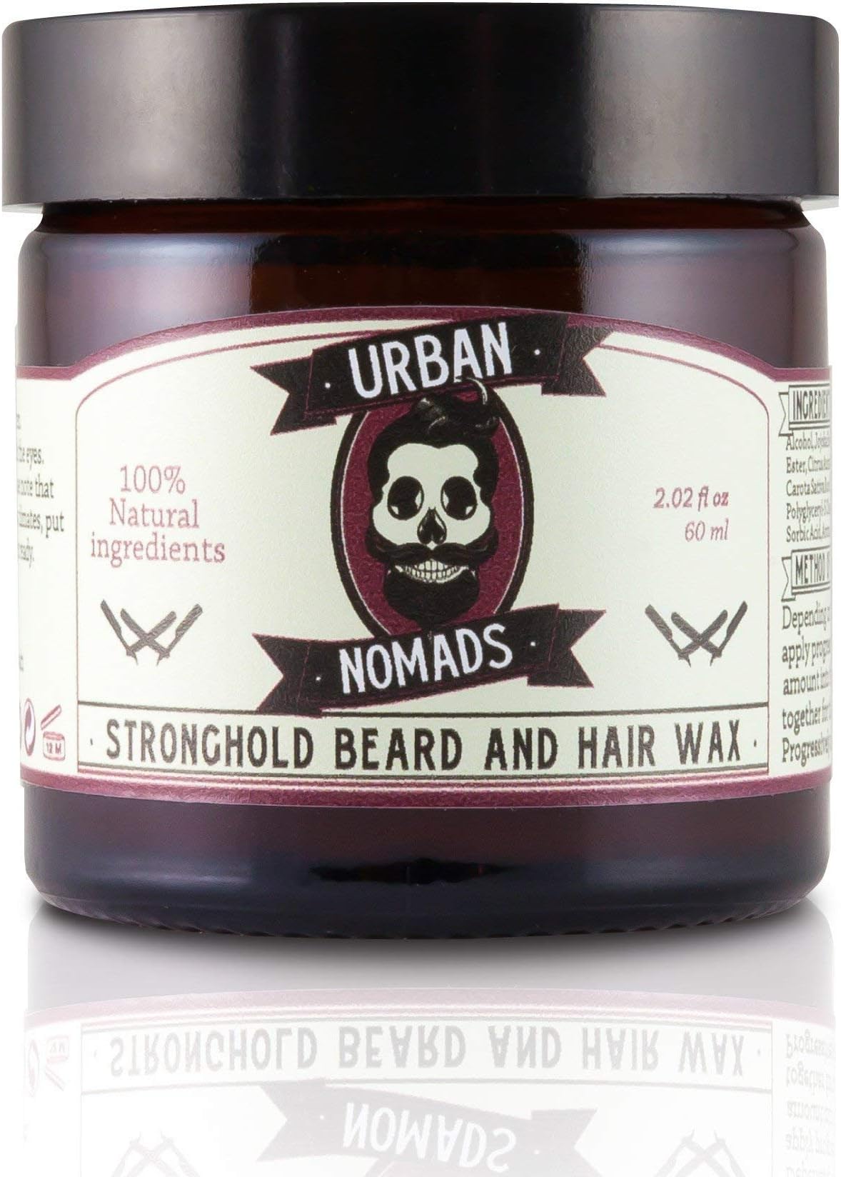 Best Beard Balm & Wax, Strong Hold, Leave in Conditioner & Styling Balm for All Beard Styles, Carotenes, Sesame Seed Oils, Bergamot and Citric Fruit Oils, Made in Barcelona, 2 oz