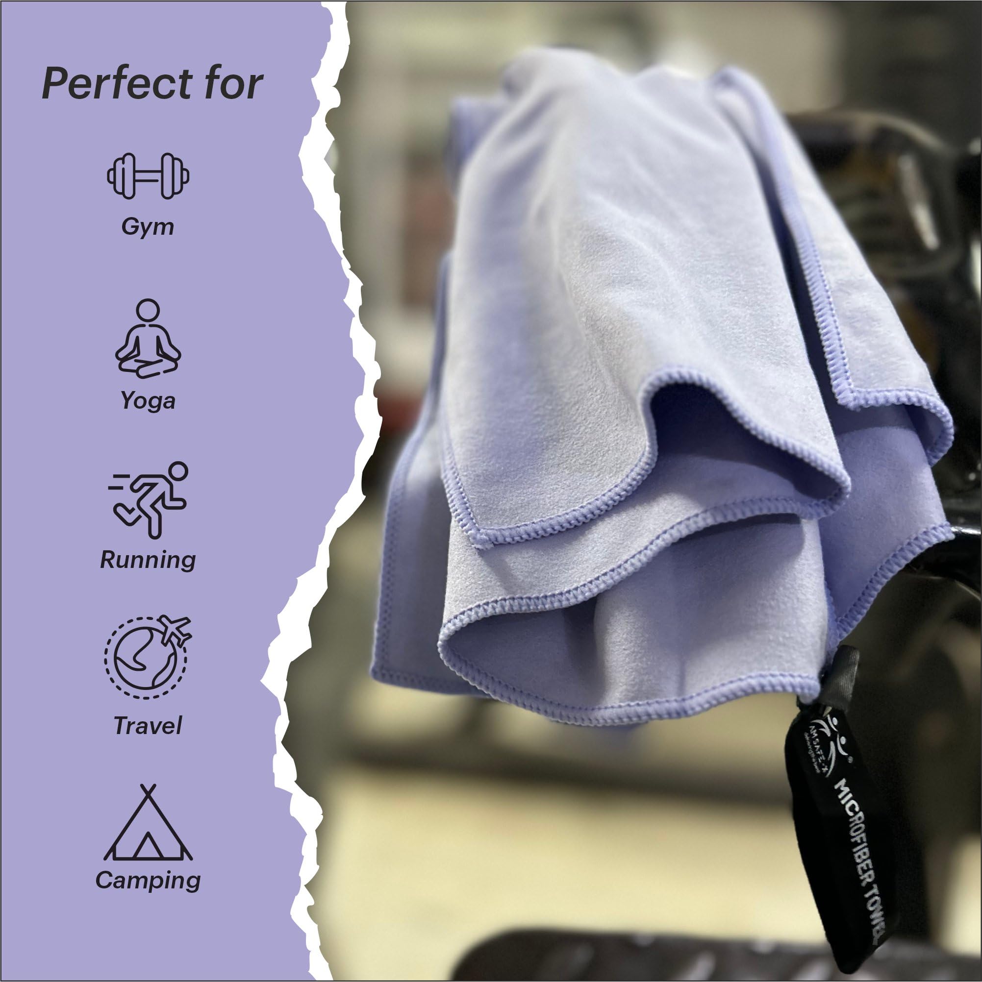 AM Safe X Absorbent Sweat Quick Dry Microfiber Suede Yoga Towel | Soft, Lightweight, Fast Drying Travel Gym Fitness Sports Towel | Compact & Personalized Microfibre Towel - 1 PC 3