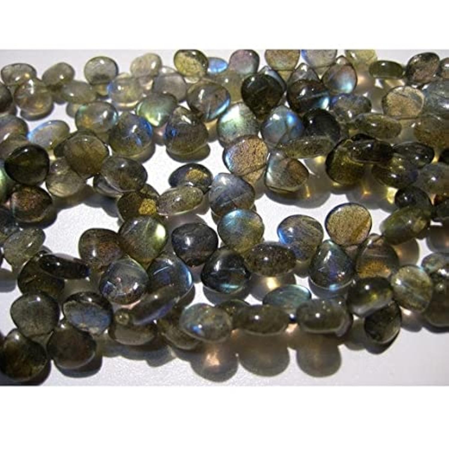 Labradorite naturelle briolette cœur 7mm perle pierre gemme fil 8 pouces bijoux DIY