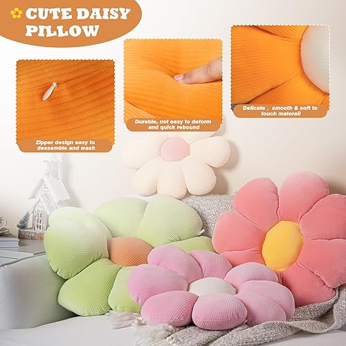 Miniatura 4 de ZAKUN Almohada de flores, cojín de 15.7 pulgadas, bonito cojín de asiento con forma de flor, almohadas decorativas de flores estéticas para sofá,