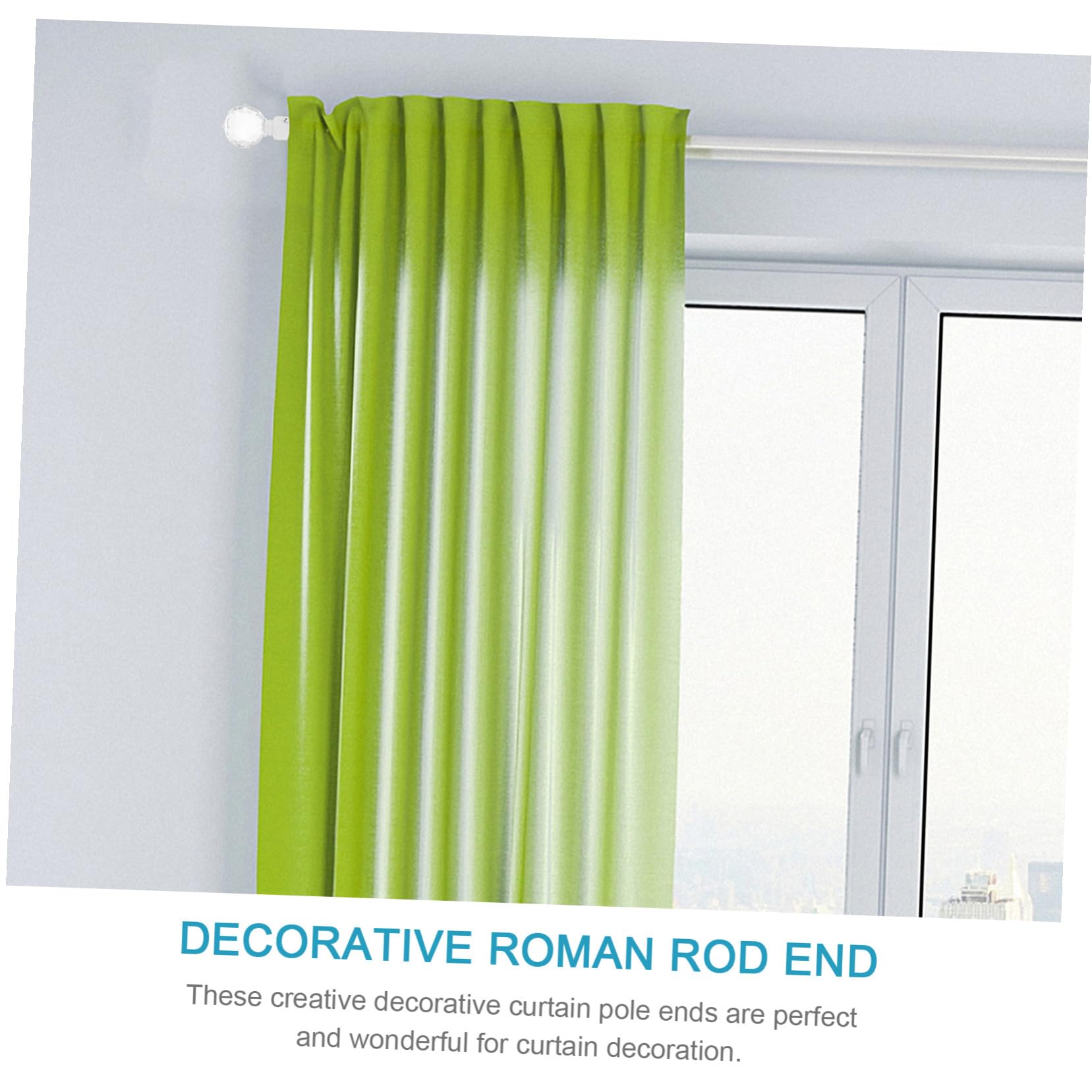 NOLITOY Tête Décorative Décoration Élégante pour Tringle à Rideaux en Fer et Cristal Blanc, Lot de 2 Pièces pour Fenêtres la Maison ou Chambre
