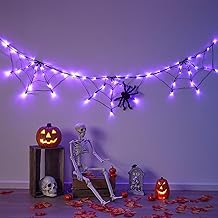 180 cm Halloween Spider Web Lights with 60 LEDs, 30 cm Hairy Spider, 8 Modes Spider Web Halloween Decoration Outdoor Indoor Halloween Fairy Lights Decoration for Garden Party Wall Yard Haunted House