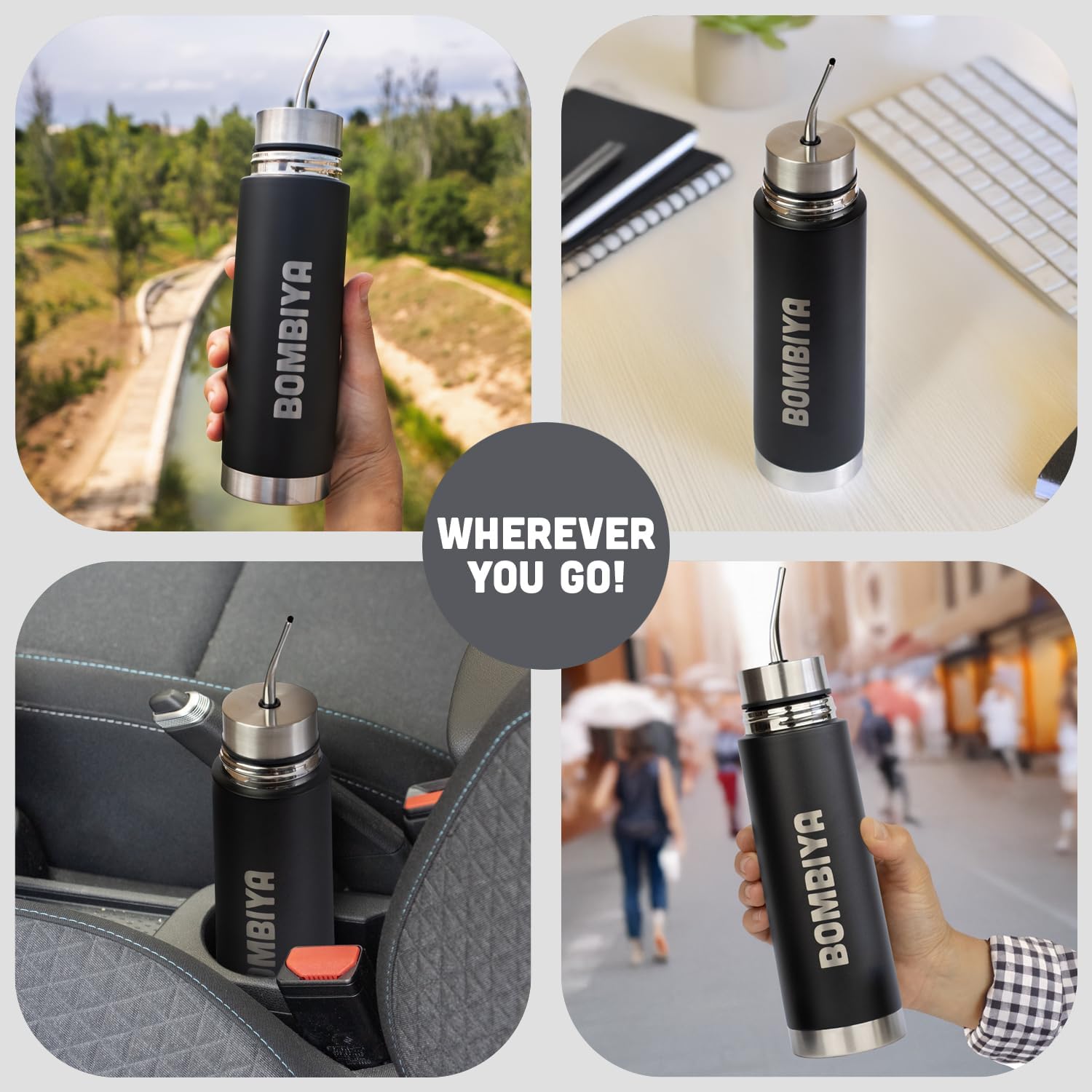 Full Stainless Steel Mate listo Black Edition – Yerba Mate Thermos all in one, Termo todo en uno - Mate Cup and Bombilla All In One - No Need to Refill Every Time - The evolution of auto mate - Image 3