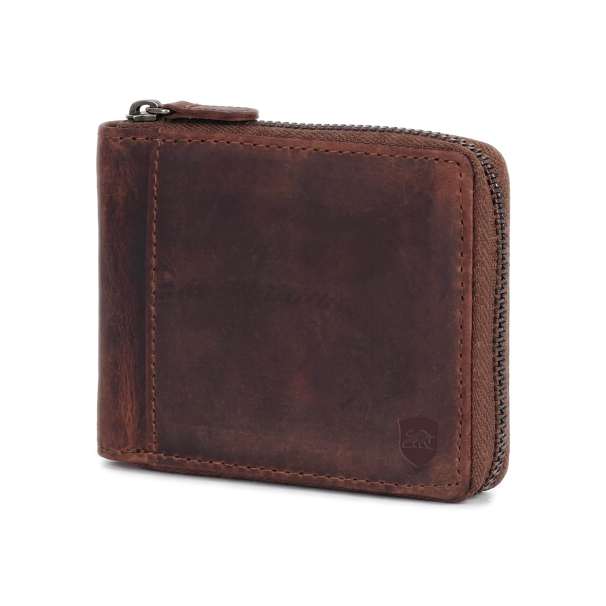 Leather Wallet with Zip Closure for Men | 3 Card Slots I 2 Currency & 2 Secret Compartments I 1 Coin Pocket. (Brown)-image-40