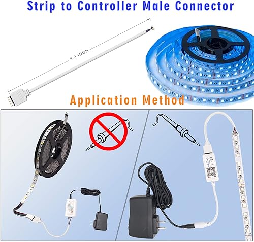 Miniatura 6 de Kit de conector de tira LED de 5 pines, incluye conector RGBW LED de 5 pines en forma de L y T, conector sin soldadura de 5 pines, tira LED para