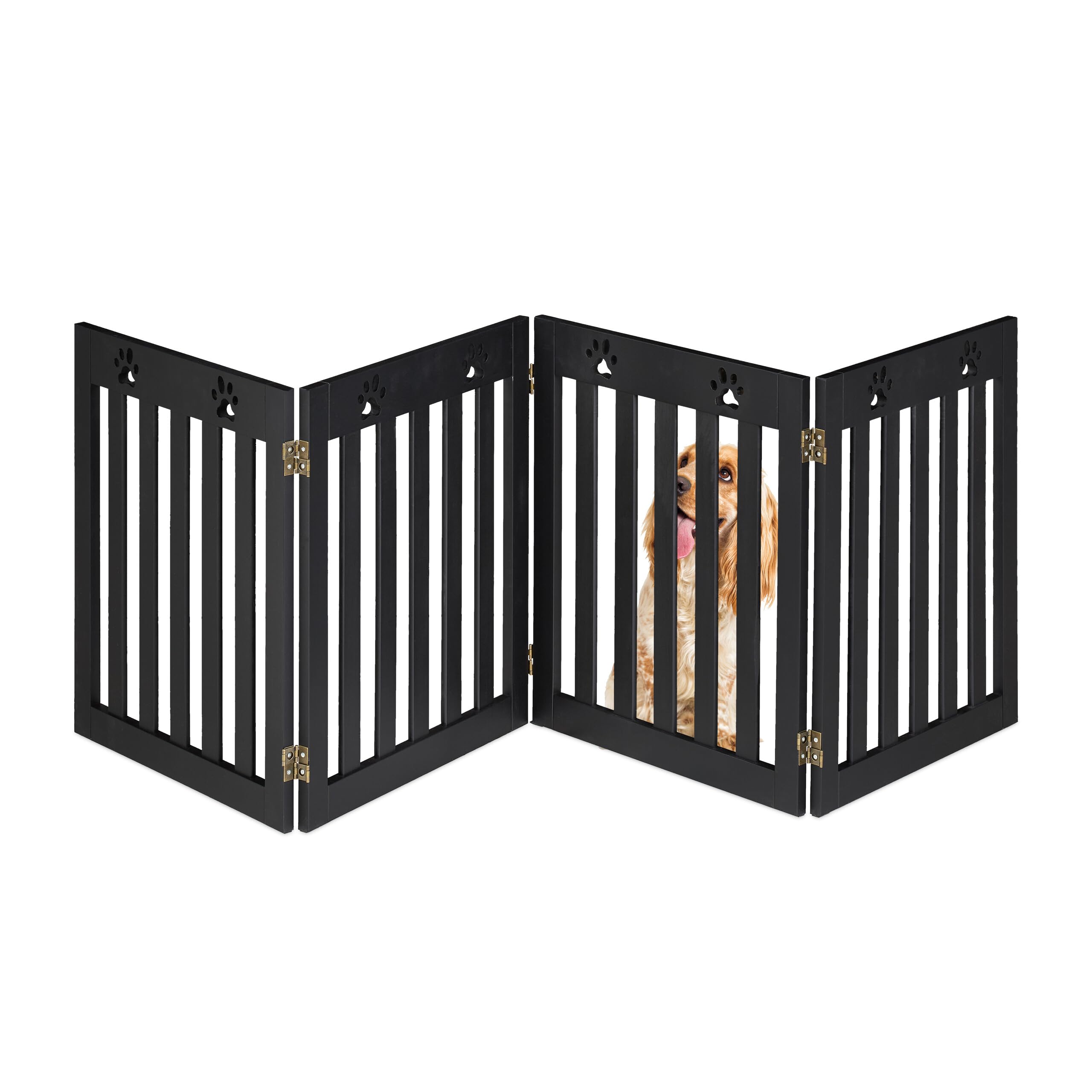 Relaxdays Cancelletto di Sicurezza per Cani e Gatti, Barriera Autoportante, Recinzione per Scale, 60 x 204 cm, Nero