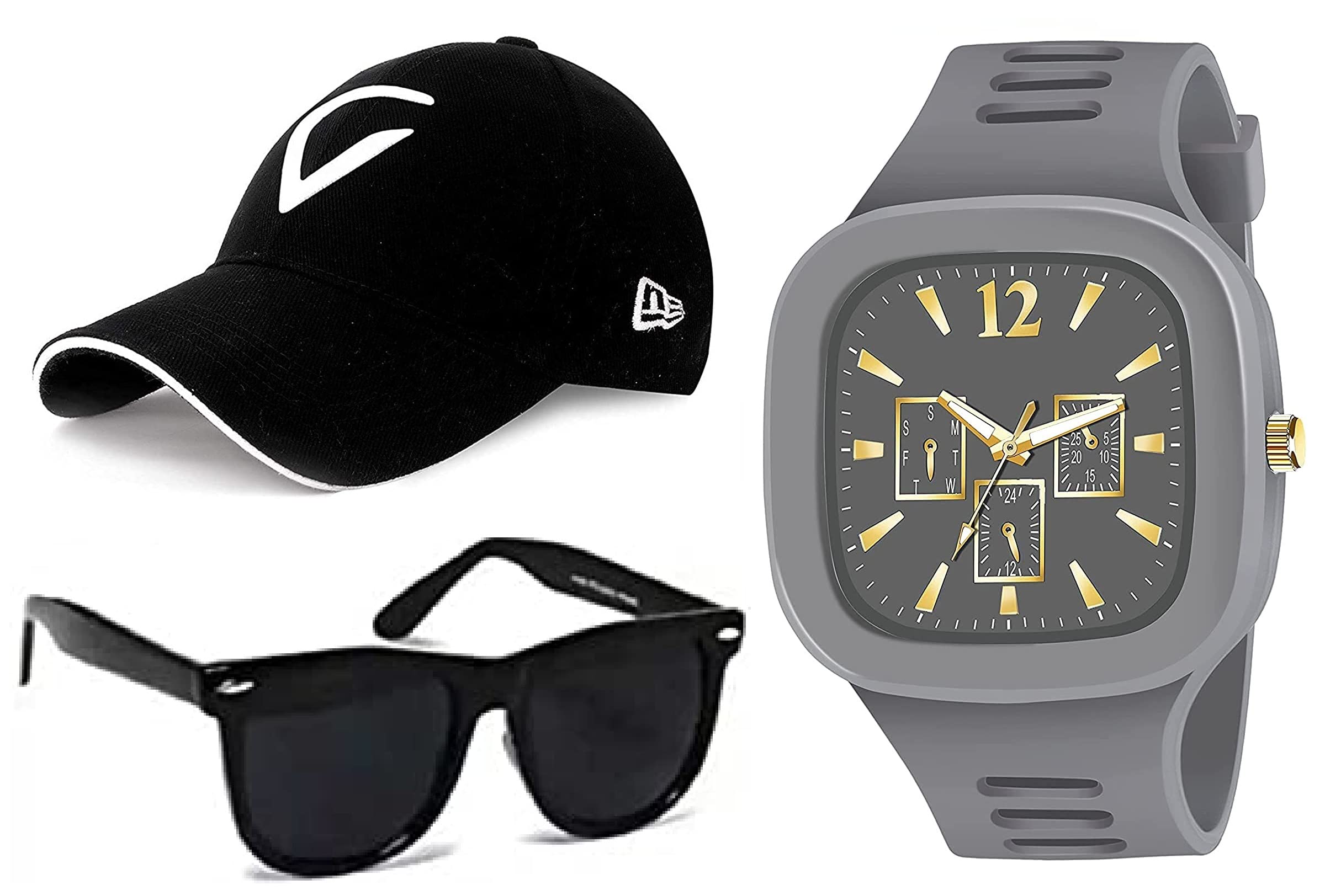 Sba Prime 3 Combo Watch with Rubber Band and Cap & Sunglasses for Men & Boys - sba-150