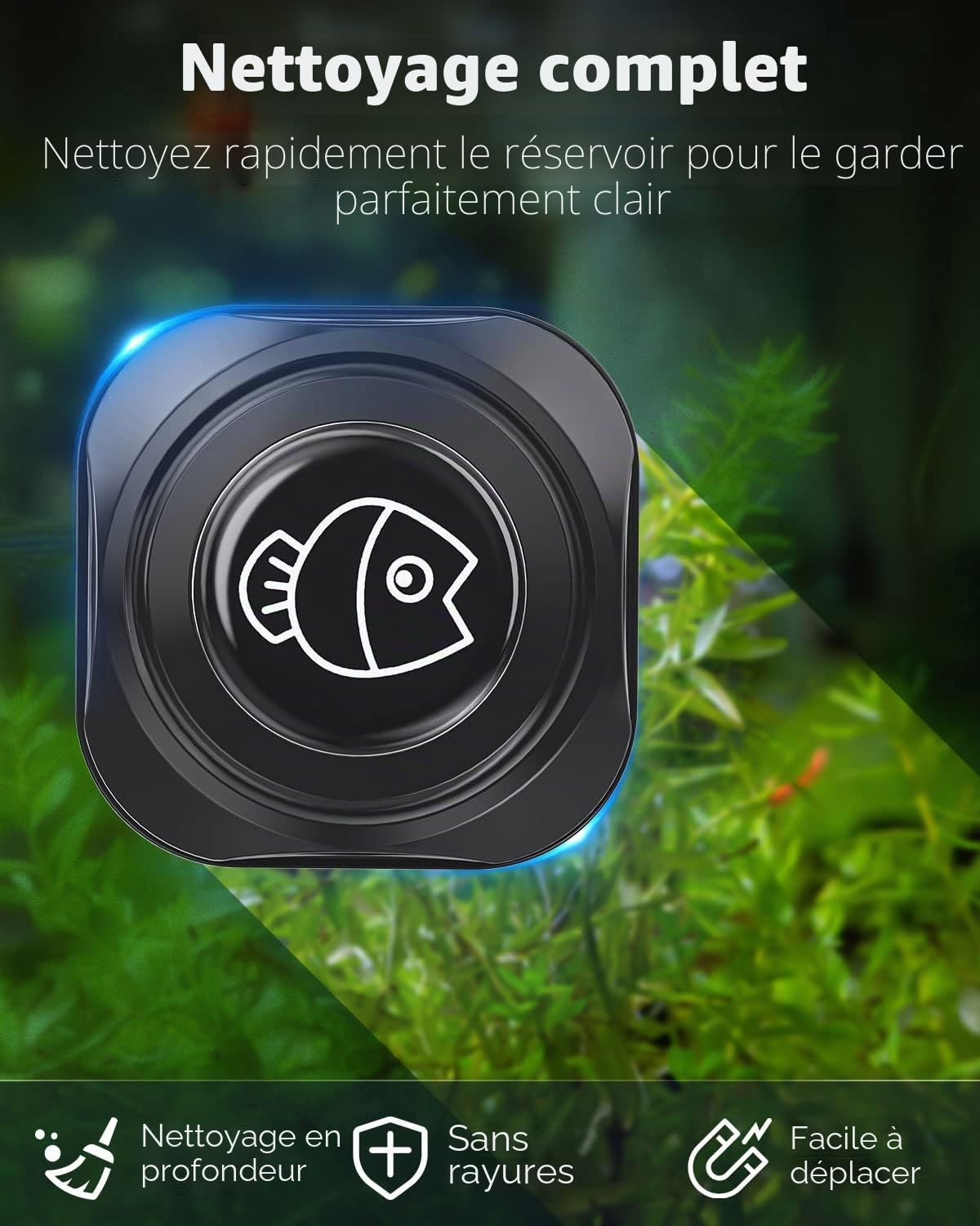 Pawfly Aquarium Brosse Magnétique pour Aquariums en Verre Tampons De Nettoyage Flottants De 5 Cm pour Aquariums De 2 Cm d'Épaisseur Jusqu'à 120 l (Pas pour Les Aquariums en Acrylique Ou en Plastique)