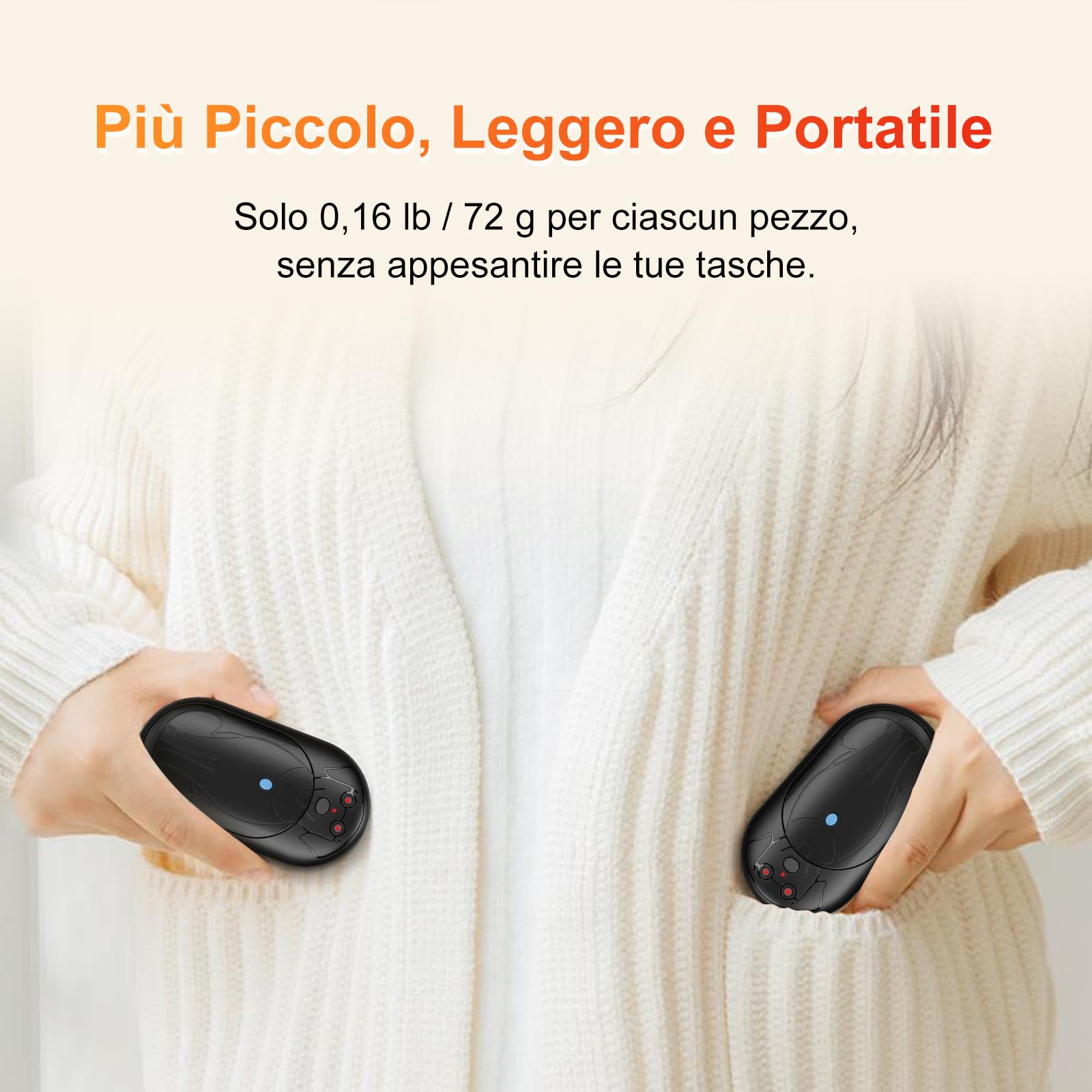 Lepwings Scaldamani ricaricabili 2 pezzi, batteria 6000 mAh a lunga durata, riscaldamento elettrico a 3 livelli, regalo invernale per uomini e donne, ideale per golf, caccia, escursionismo, attività