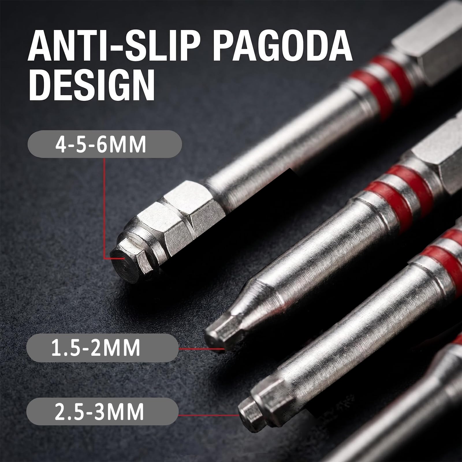 Pagoda Drill Bit Set - 12 Piece Hex Shank -3