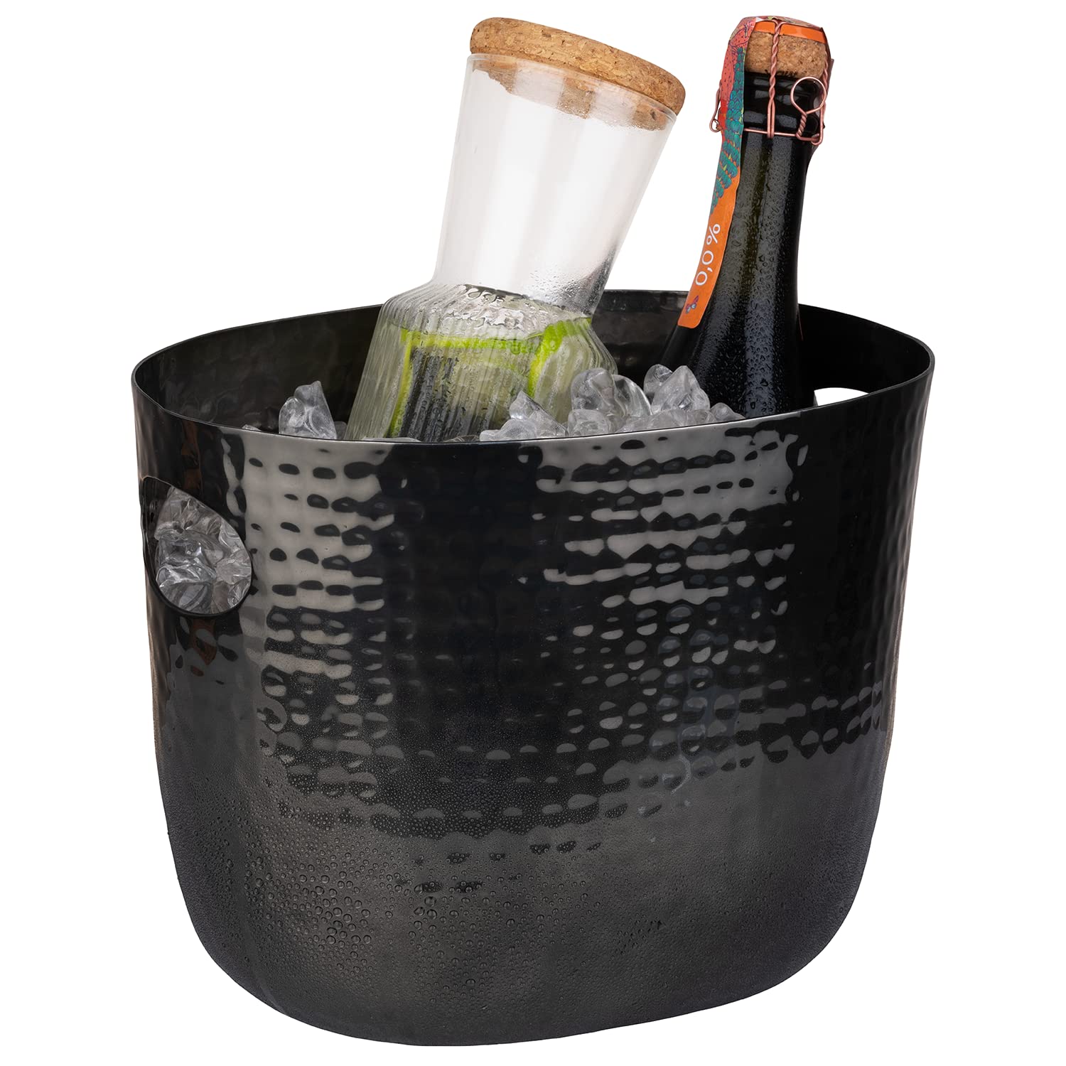 APS 36109 Large Seau à vin/champagne en aluminium avec 2 poignées latérales pour 1 à 2 bouteilles Aspect métal 25,5 x 19 x 20 cm