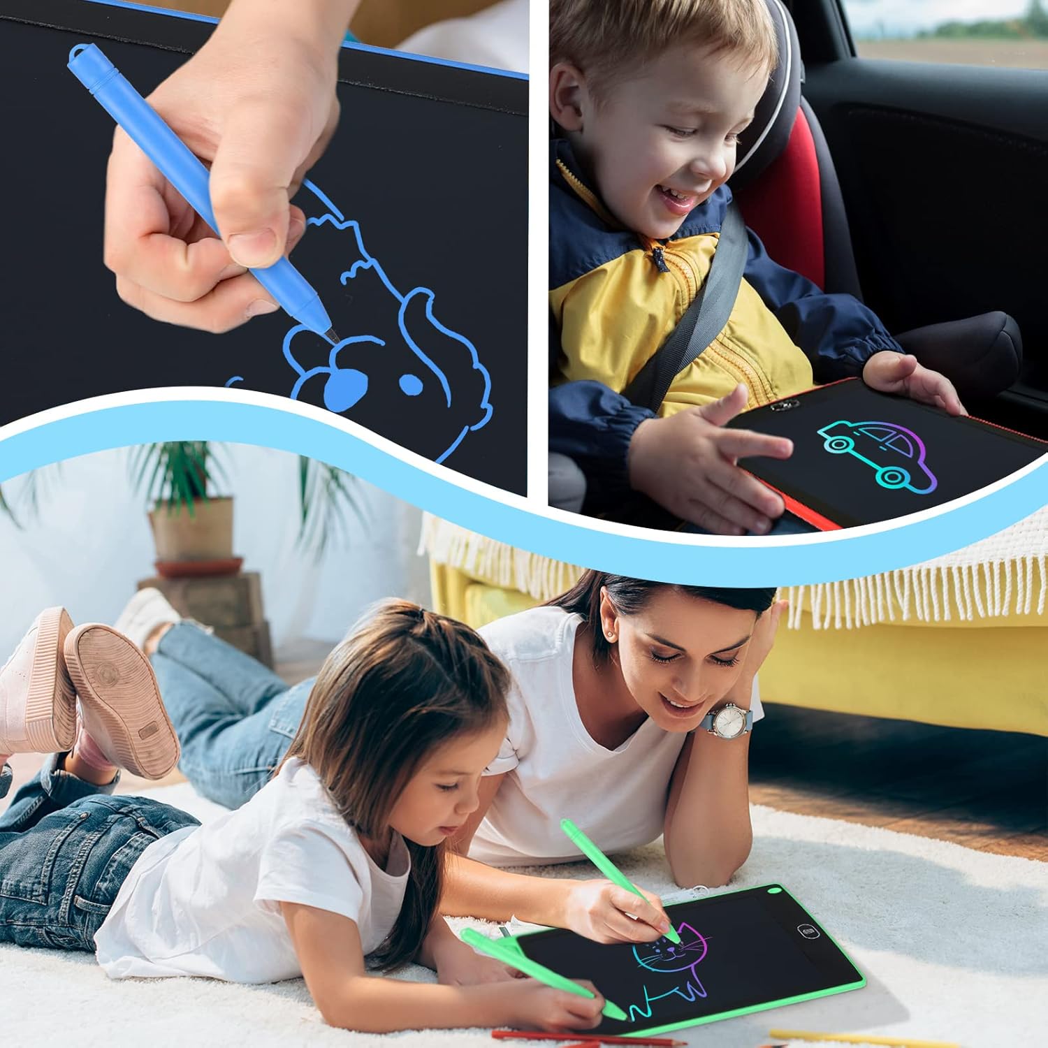 4 Pieces 10 Inch LCD Writing Tablet Doodle Board Electronic Toy Colorful Screen Doodle Drawing Pad for Kids Erasable Reusable Drawing Tablets Educational Learning Toy Christmas Gift(Black Frame) - Image 3