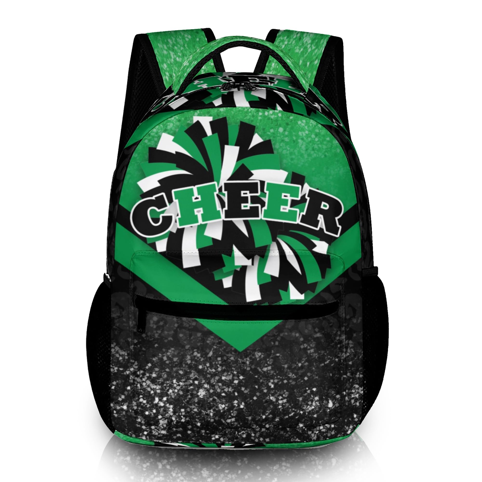 SKYIGC Cheer Backpacks for Cheerleaders, Cheerleading Backpack 16.5in, Cheerleader Gifts for Team (Green&Black)