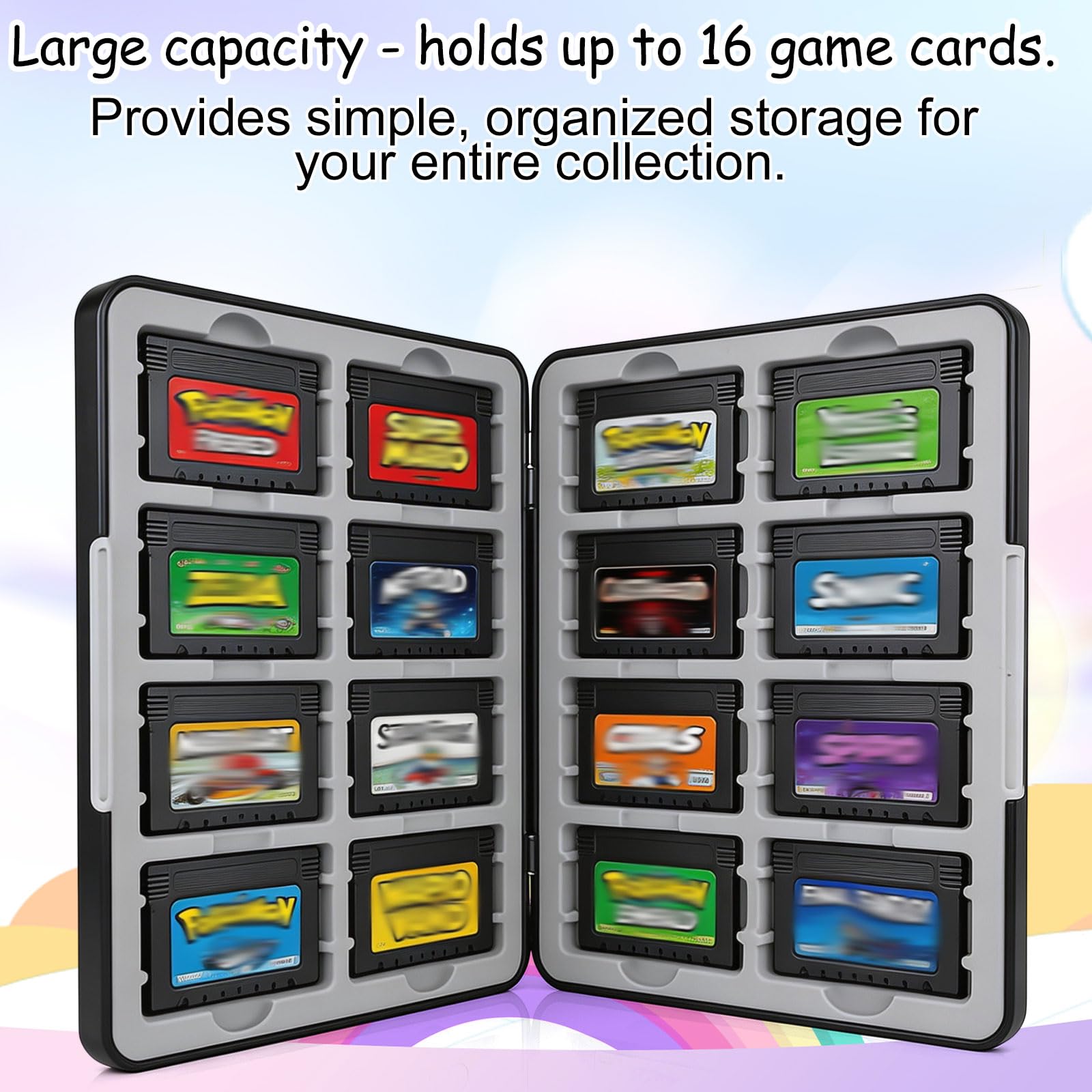 Custodia Schede di Gioco per GBA, Contiene 16 Cartucce con Slot in Silicone e Chiusura Magnetica Organizer da Viaggio Portatile Scatola di Immagazzinaggio per Giochi e Collezionisti GBA