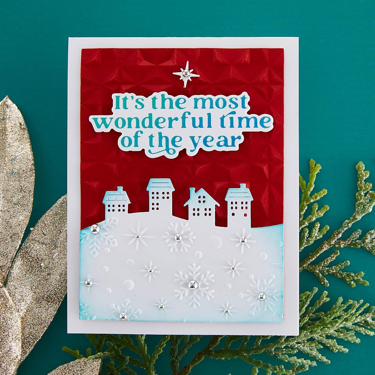 Spellbinders GLP-433 Wonderful Winter Sentiments Glimmer Hot Foil Plate & Die Set by Simon Hurley