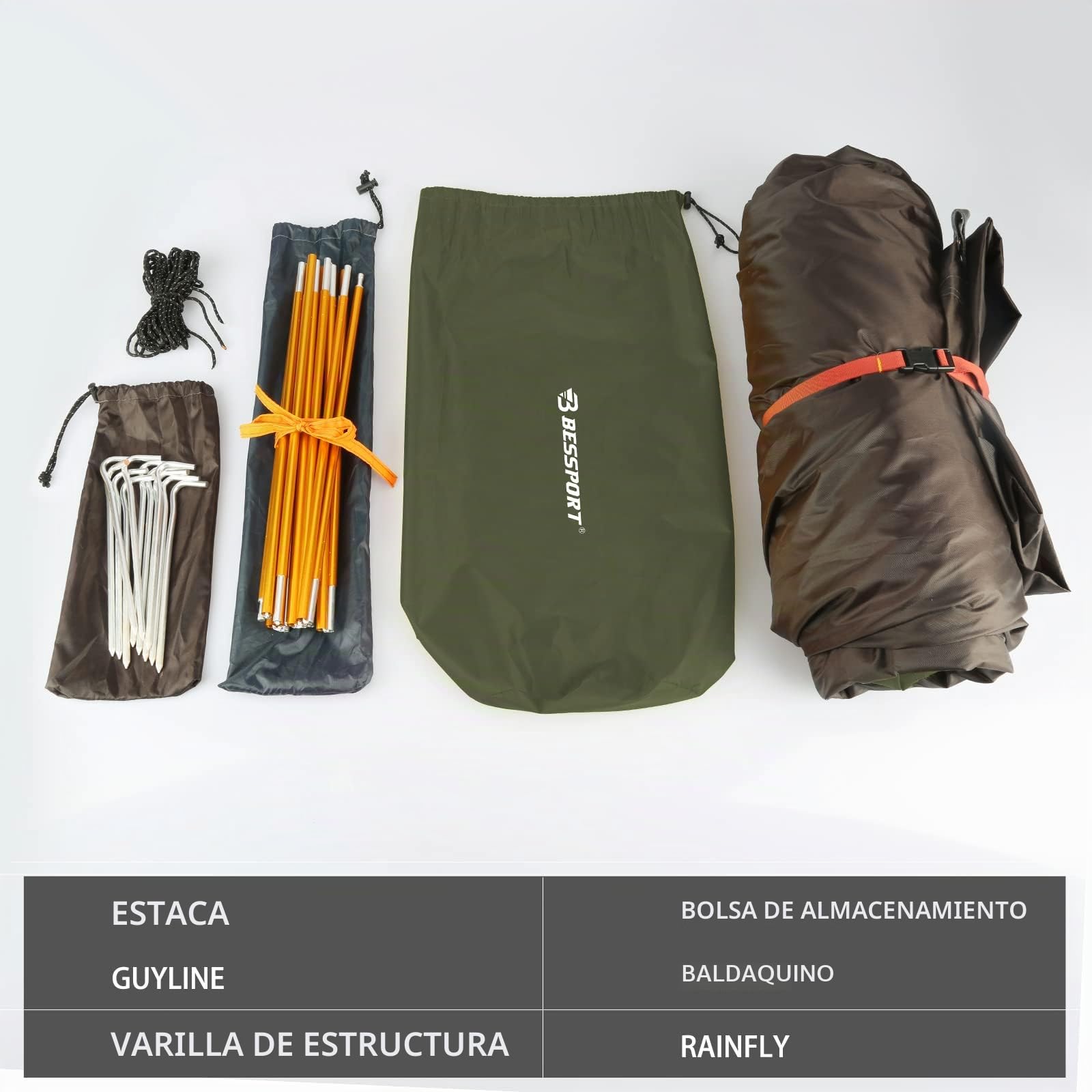 Bessport Tienda de campaña para 1-2 Persona, Ultraligera, Impermeable, Ligera, fácil de Instalar, 3 Estaciones, ventilada, Apta para Senderismo y montañismo al Aire Libre