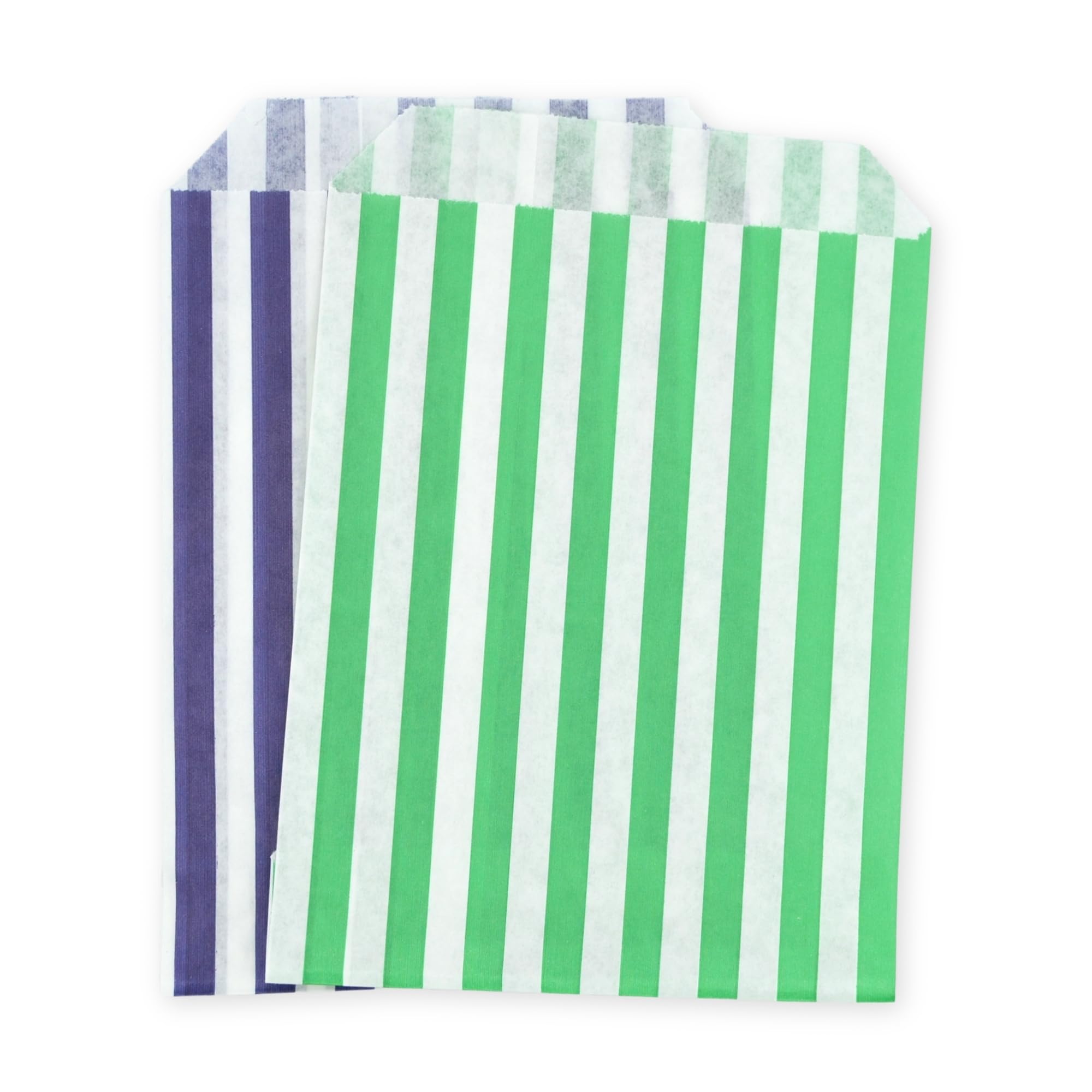 celloexpress 7" x 9" Blue & Green Striped Paper Sweet Bags - Classic Confectionery Gift Shop Goodie Party Bags (Pack of 500)