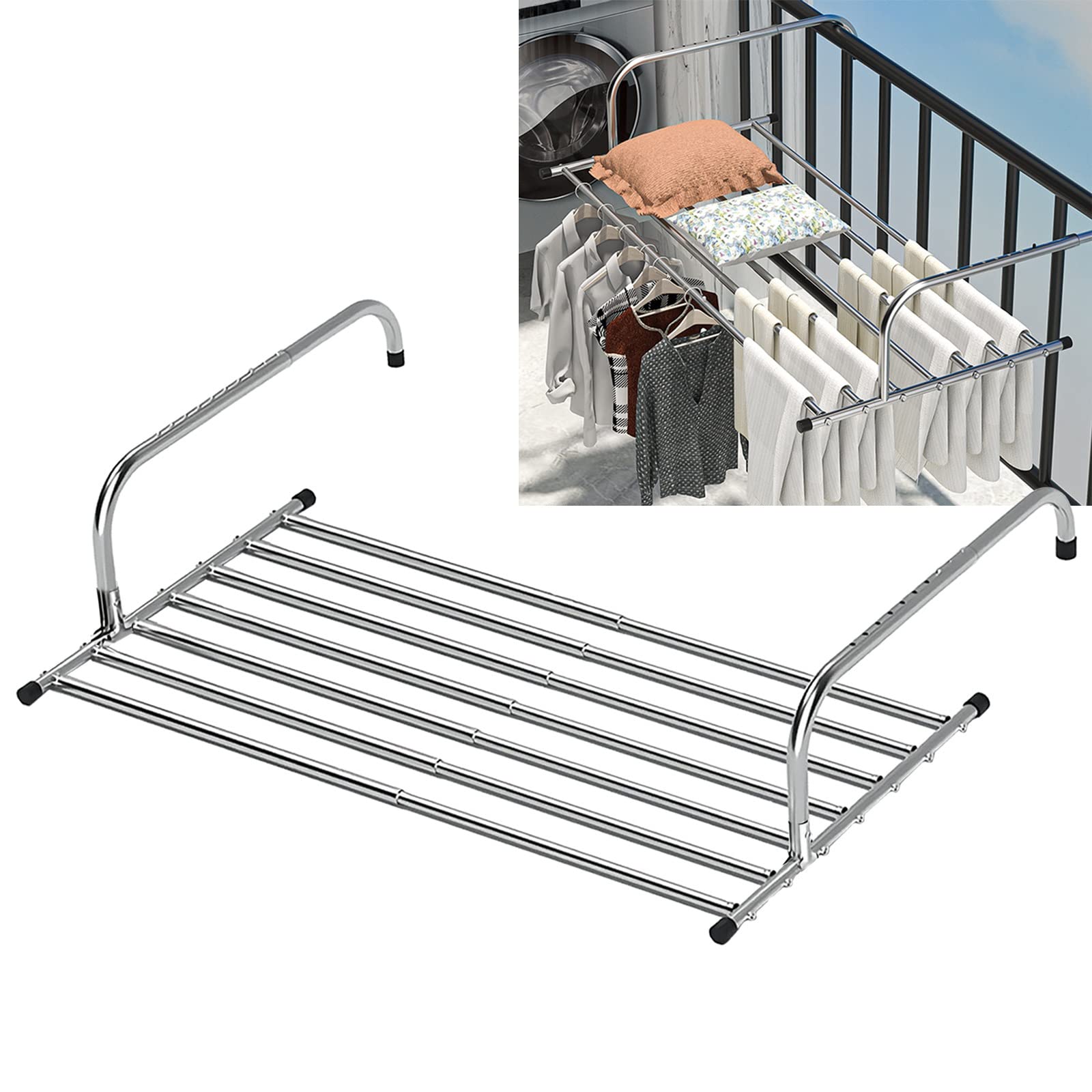 Tendedero Extensible Tendedero De Pared Plegable E 76-136cm 86-158cm Secadora Colgante Tendederos De Acero Inoxidable para Interior Y Exterior Ahorro De Espacio Tendedero De Balcón