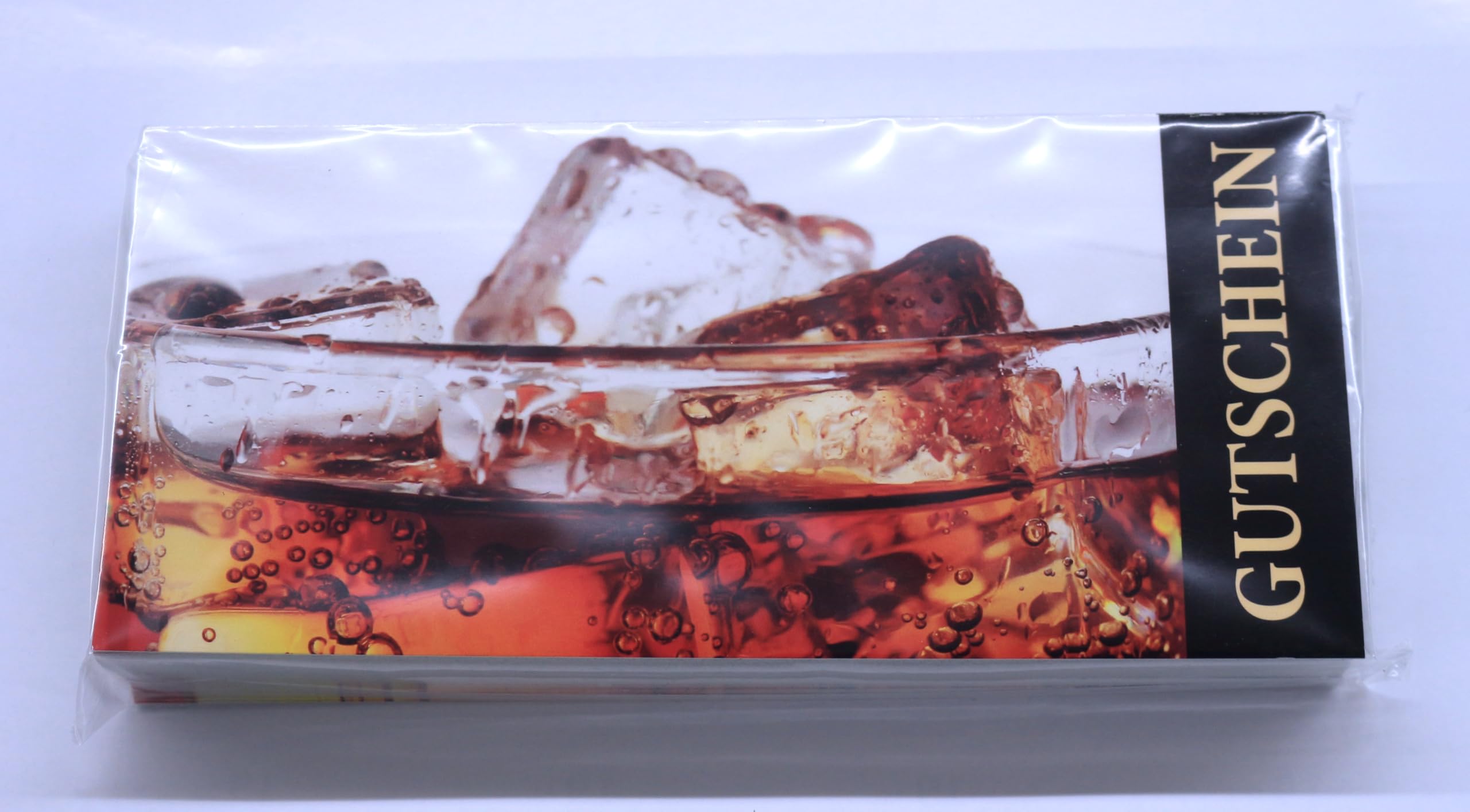 200 Stück Premium Geschenkgutscheine (Gastro-667) - Ein schönes Produkt für Ihre Kunden Getränk im Glas mit Eiswürfel Gutscheine Gutscheinkarten für Bereiche wie Gastronomie, Restaurant, Weinhandel, Getränkehandel, Freizeit, Feier, Geschenk, Gaststätte un