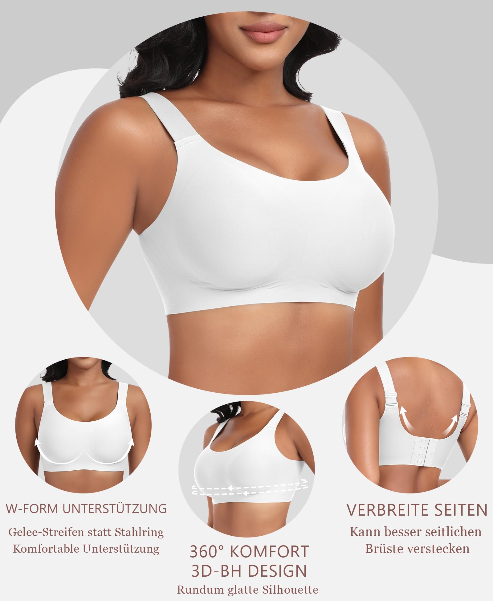 Nahtloser BH Damen Ohne Bügel Glatt Komfort Vollschalen Gepolstert Bustier Weicher BH Bequemer T-Shirt Soft BH Bra Bralette