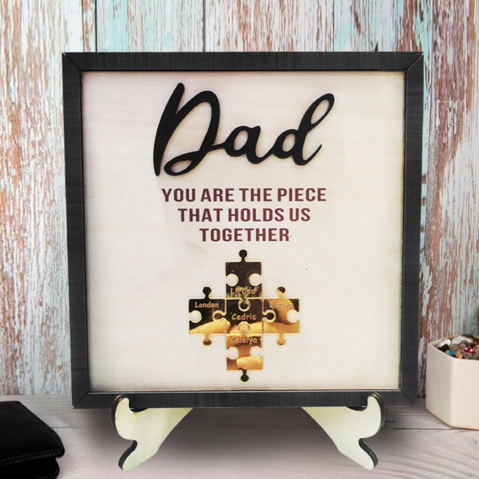 Cornice portafoto in legno personalizzata per papà, idea regalo per la festa del papà, stile europeo (20 x 20 cm)