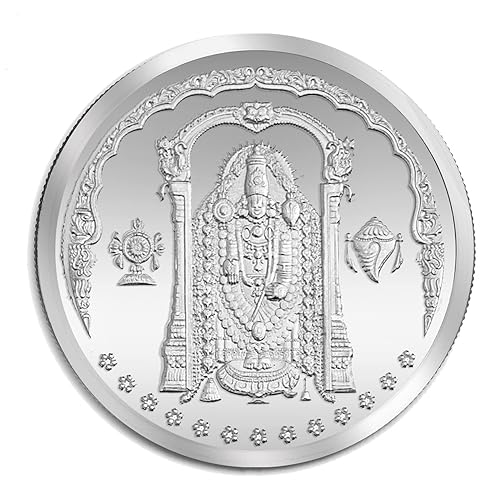 100 Grams Fine Silver 999 Precious Tirupati balaji Coin BIS Hallmarked with Capsule & Box Packing