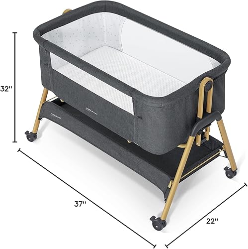 Miniatura 8 de ANGELBLISS Cuna para bebé, cama de noche, fácil de plegar con colchón transpirable y lavable, cuna portátil ajustable de 6 niveles para dormir