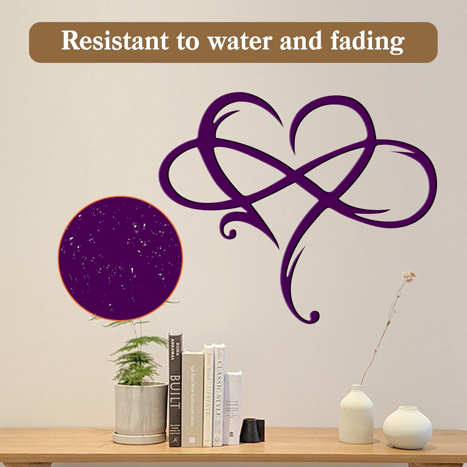 MayLove-US Infinity Heart Metal Wall Decor, Unique Infinity Heart Wall Decor Love Sign Plaque Steel Art Geometric Bedroom Ornaments Cut Out for Home, Wedding Decor