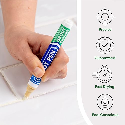 Miniatura 2 de Rotulador de lechada en crema para azulejos pintura de lechada impermeable, colorante de lechada de azulejos y sellador en lápiz - Punta estrecha de